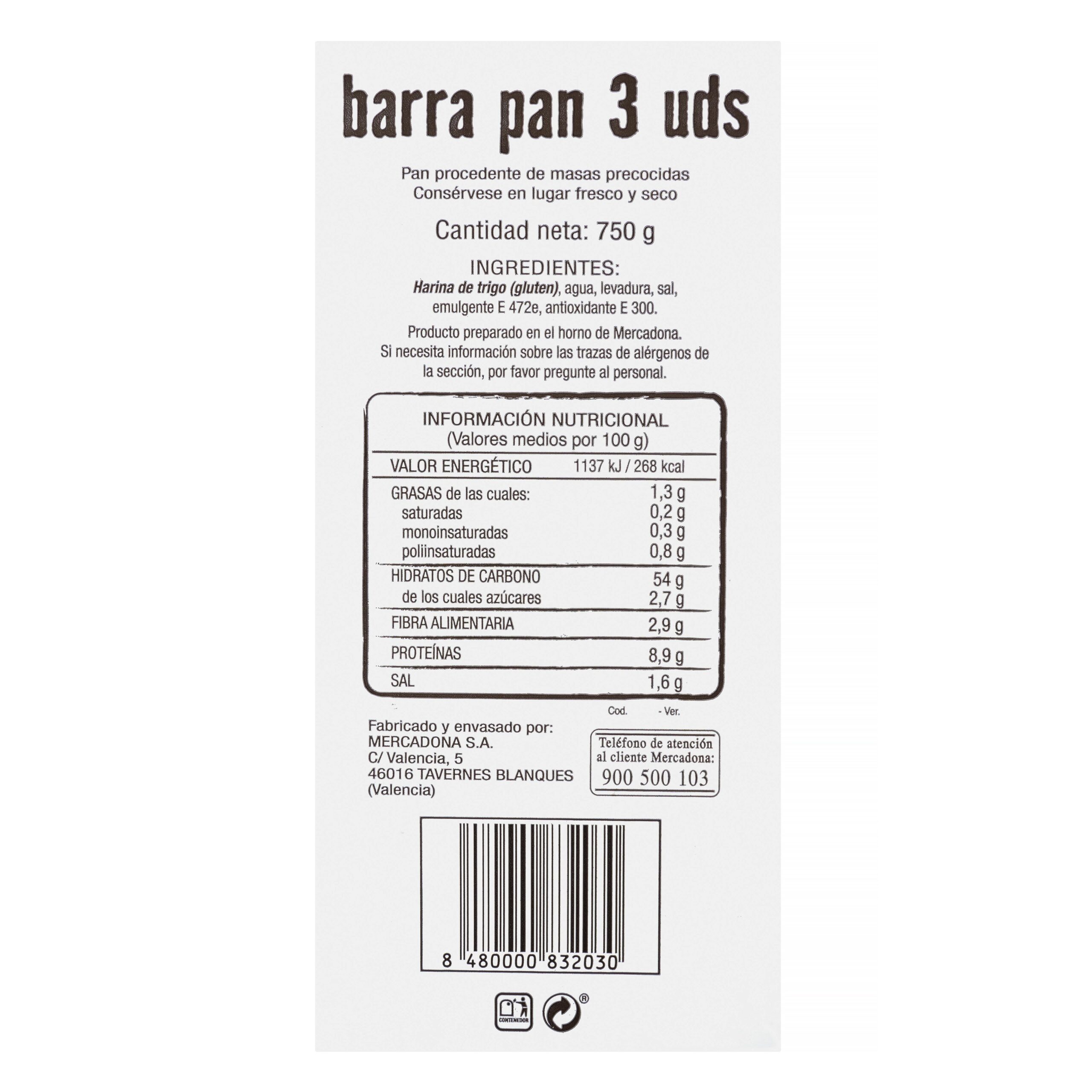 Etiqueta 3 Barras de pan rebanadas