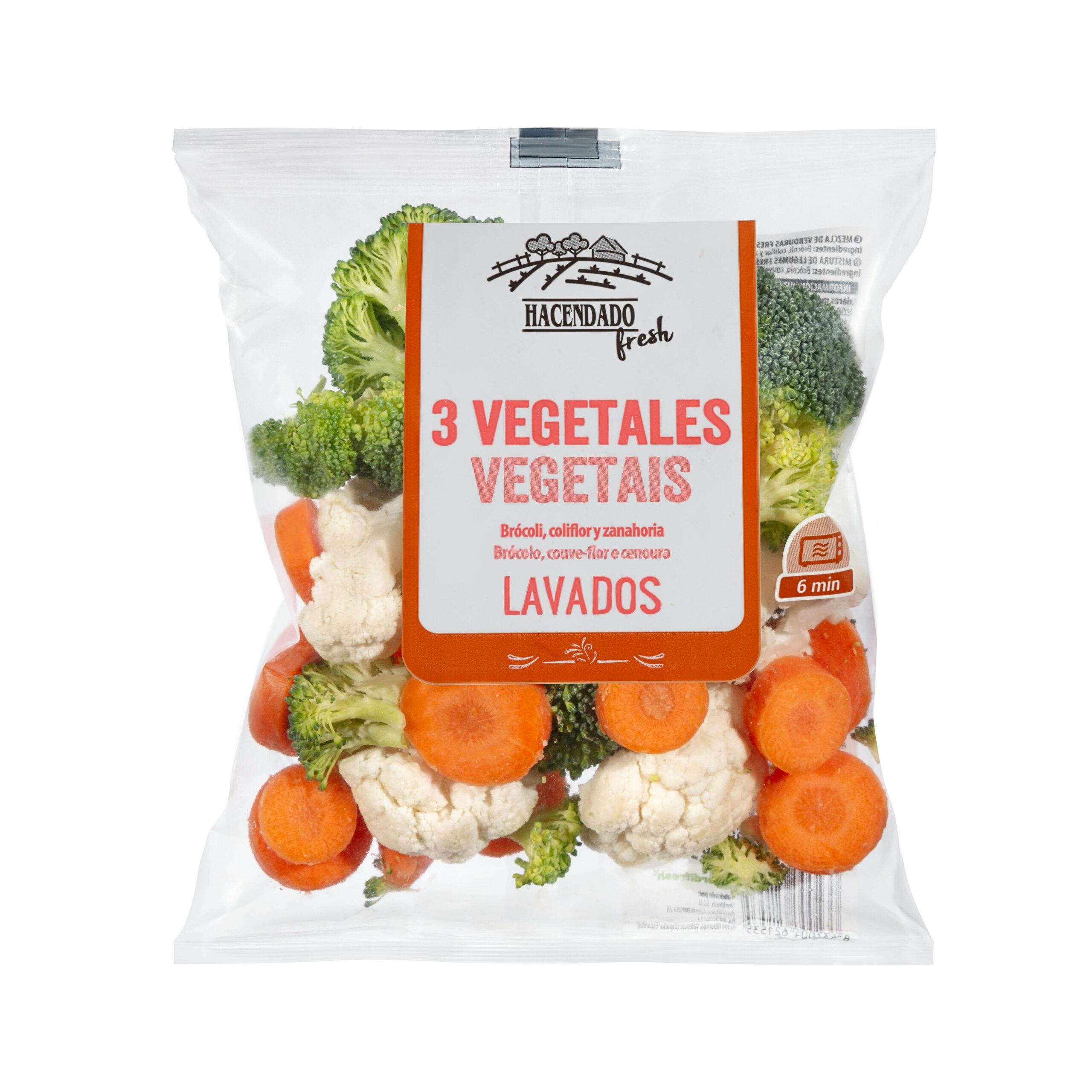 3 Vegetales para microondas compuesta por brócoli, coliflor y zanahoria Mercadona