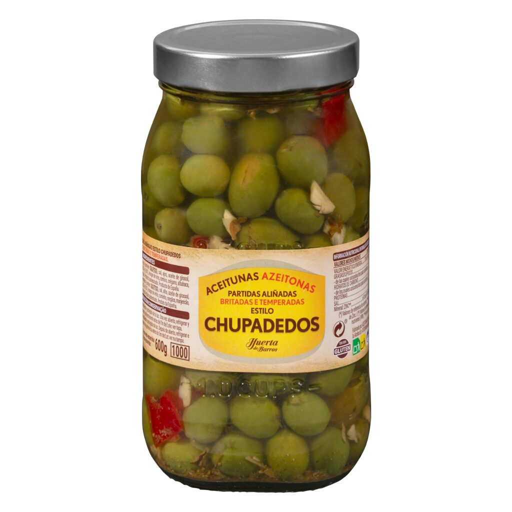 Aceitunas chupadedos Huerta de Barros partidas aliñadas con hueso