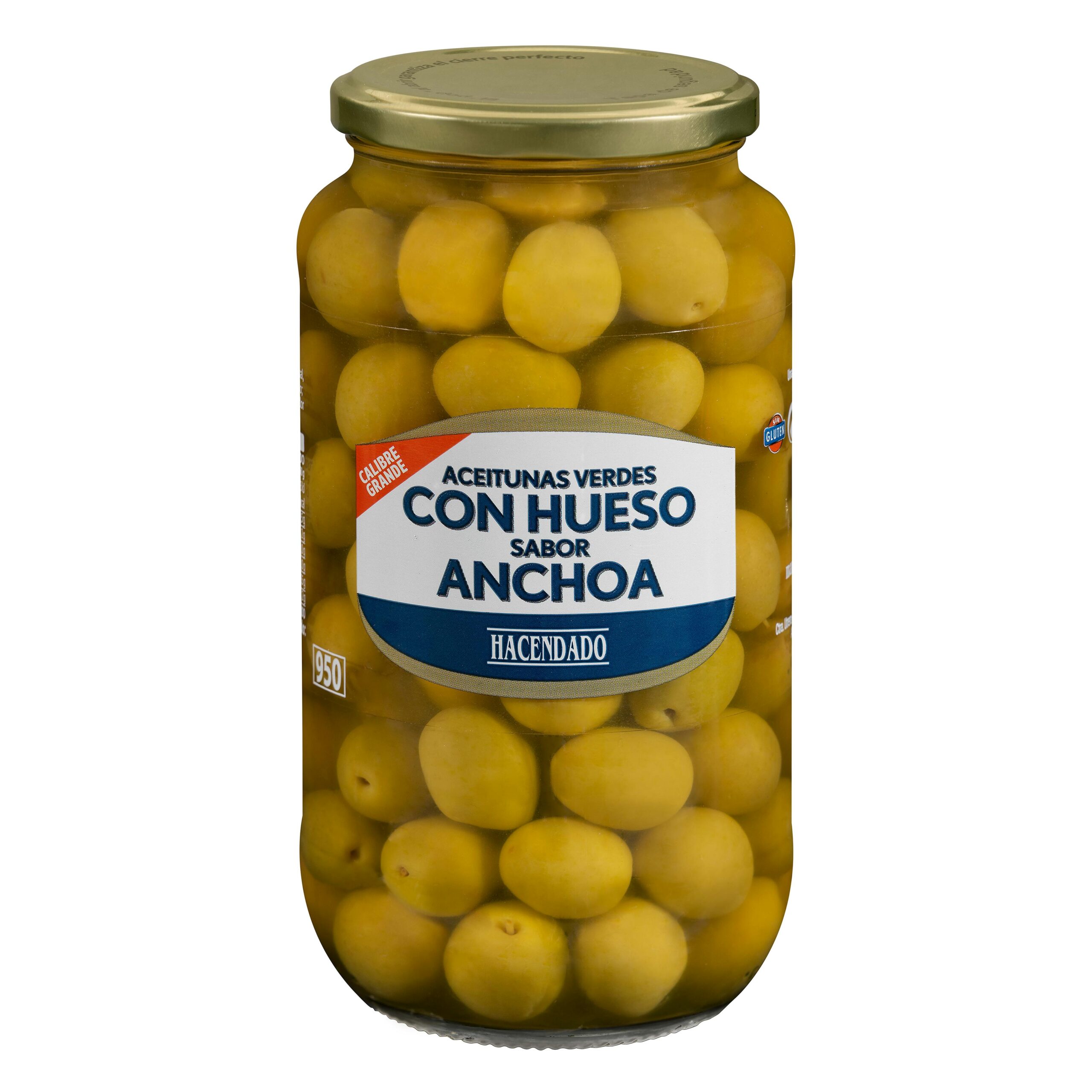 Aceitunas manzanilla sabor anchoa Hacendado con hueso calibre grande Aceitunas manzanilla sabor anchoa Hacendado con hueso calibre grande