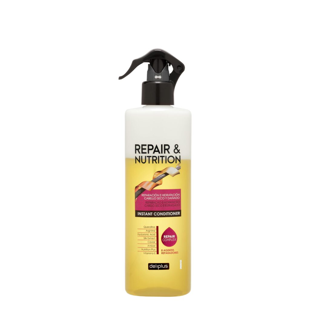 Acondicionador instantáneo Repair & Nutrition Deliplus cabello seco y dañado con 8 agentes reparadores con pistola