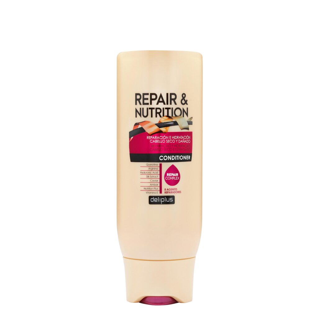 Acondicionador Repair & Nutrition Deliplus cabello seco y dañado con 8 agentes reparadores