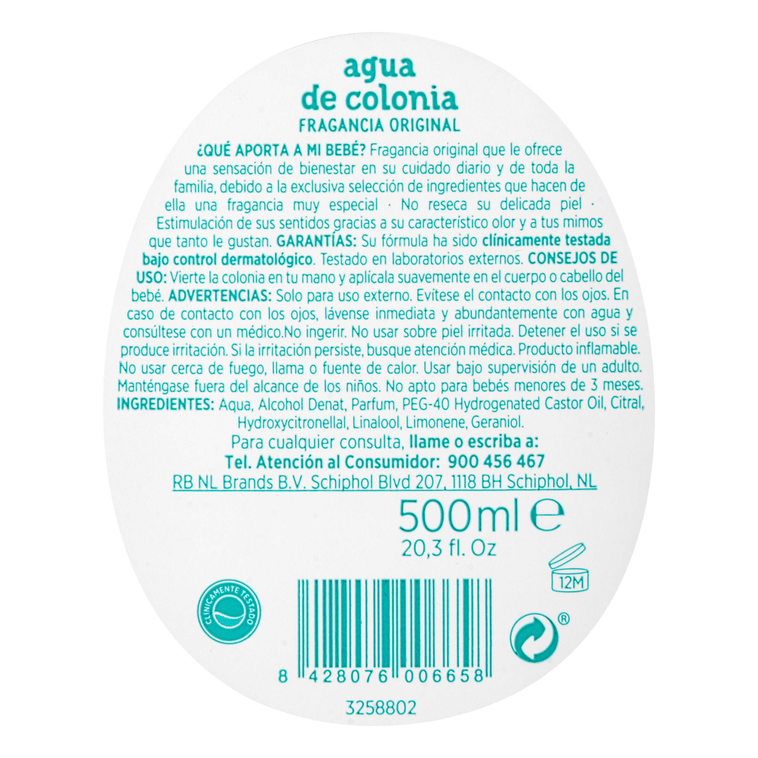 Etiqueta Agua de colonia bebé Nenuco