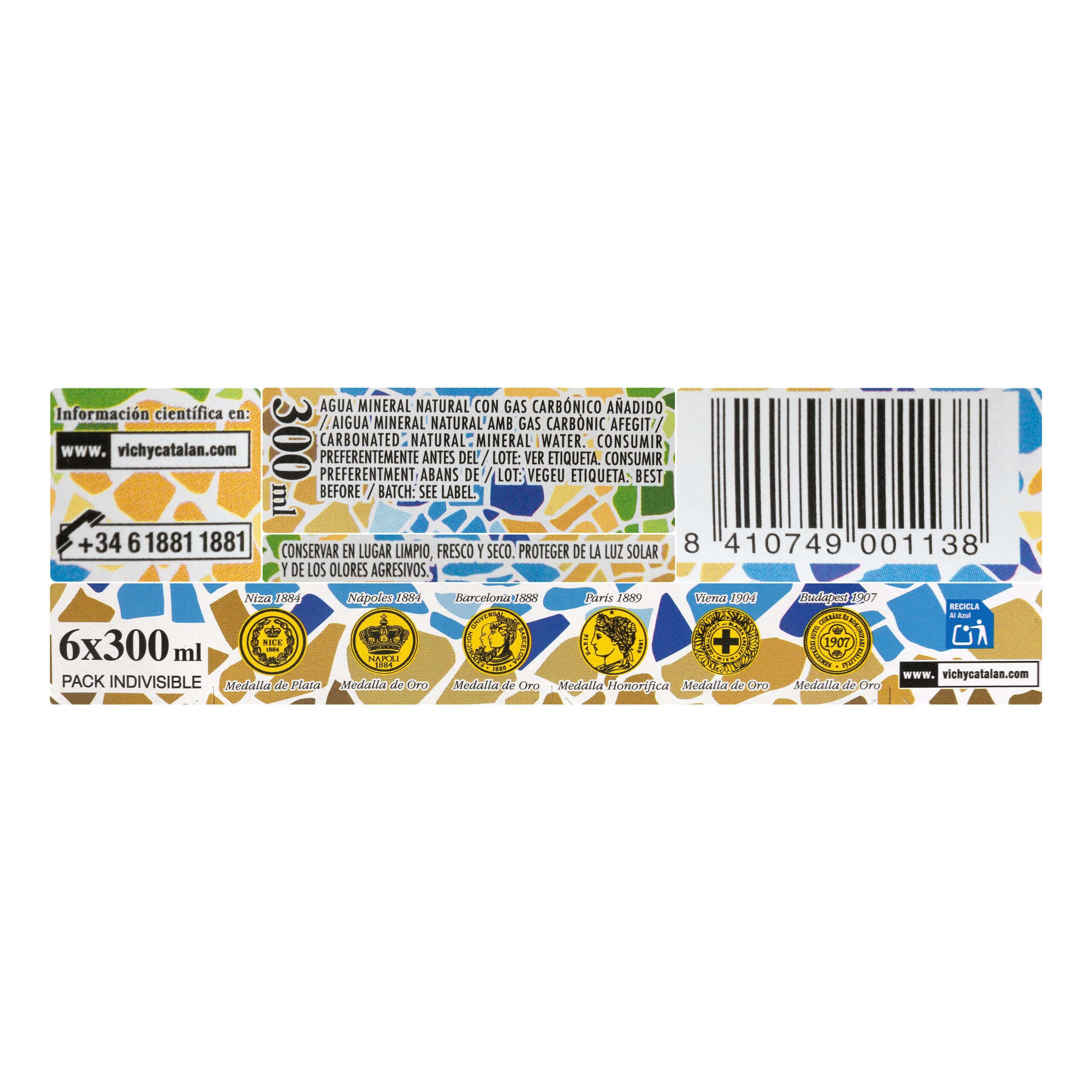 Etiqueta Agua mineral con gas pequeña Vichy Catalan