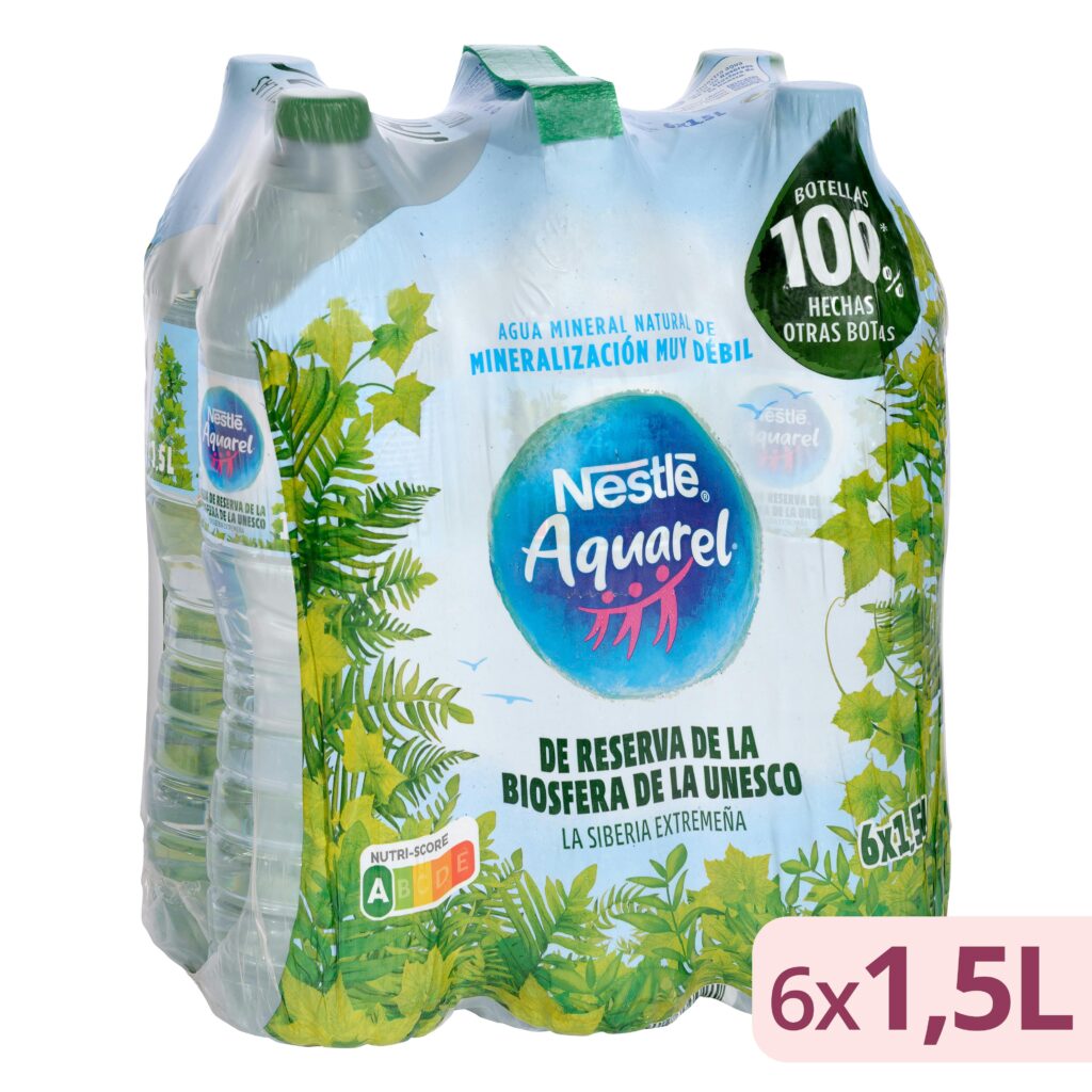 Agua mineral grande Nestlé Aquarel mineralización muy débil
