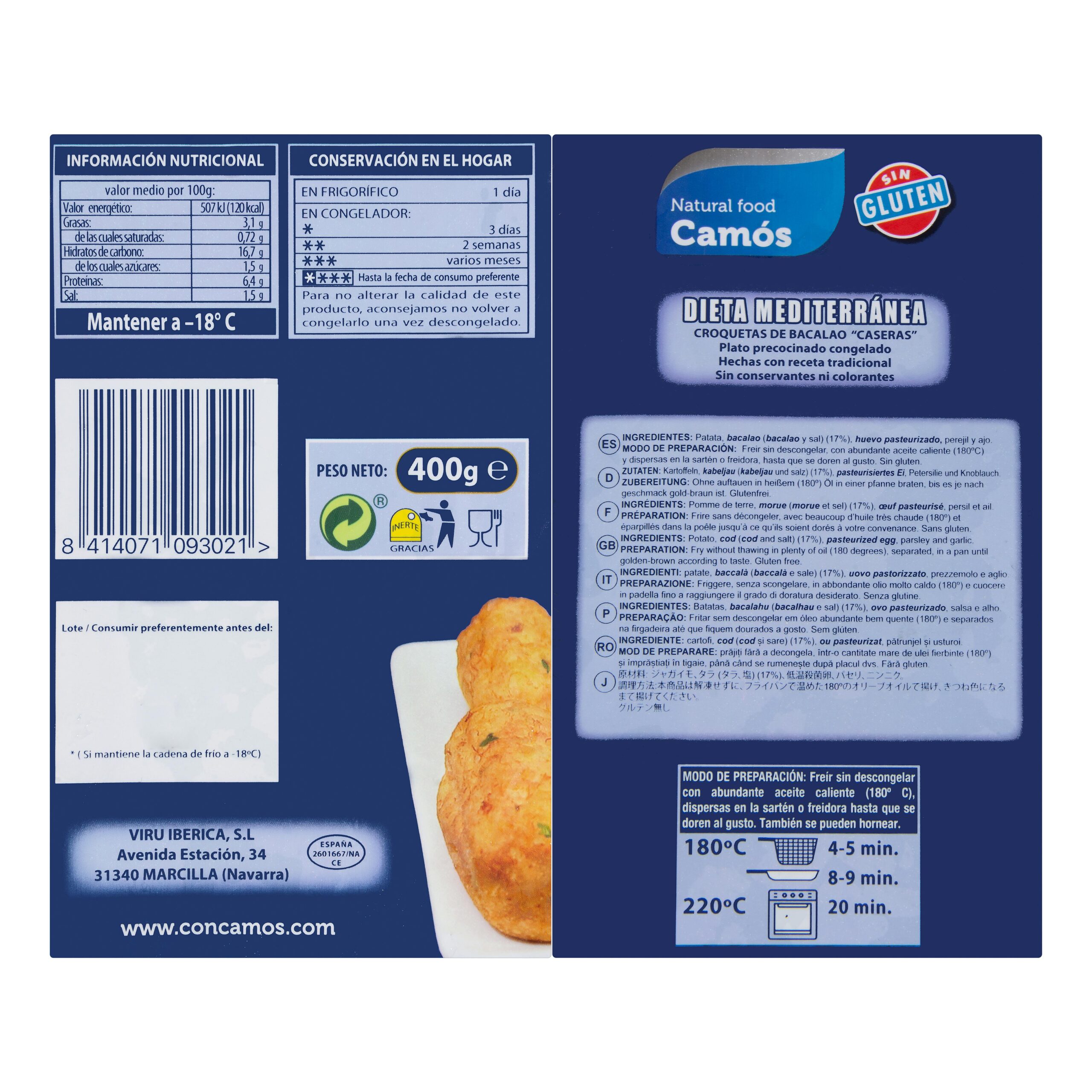 Etiqueta Albóndigas de bacalao Camós congeladas