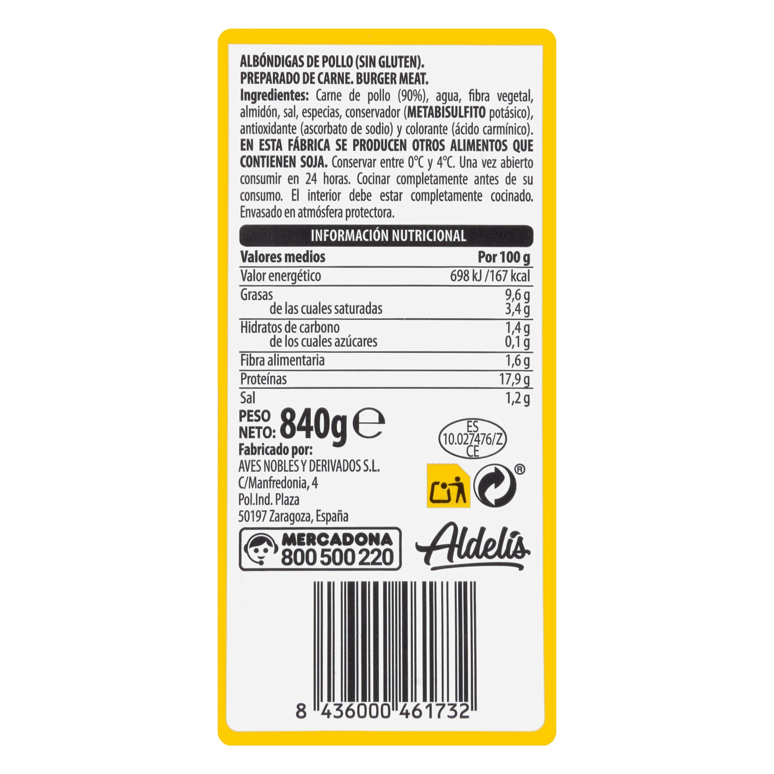 Etiqueta Albóndigas de pollo