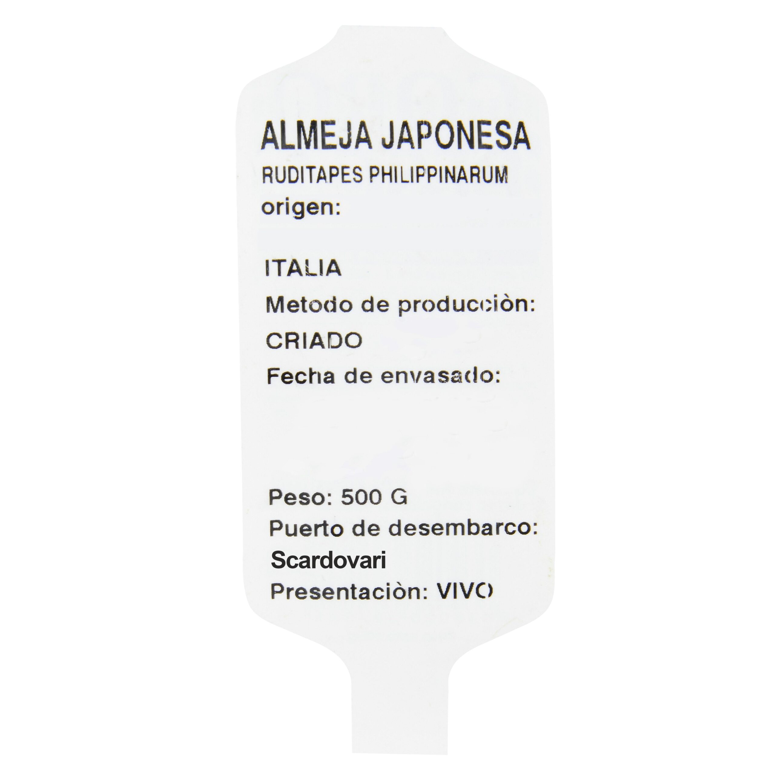 Etiqueta Almeja japonesa