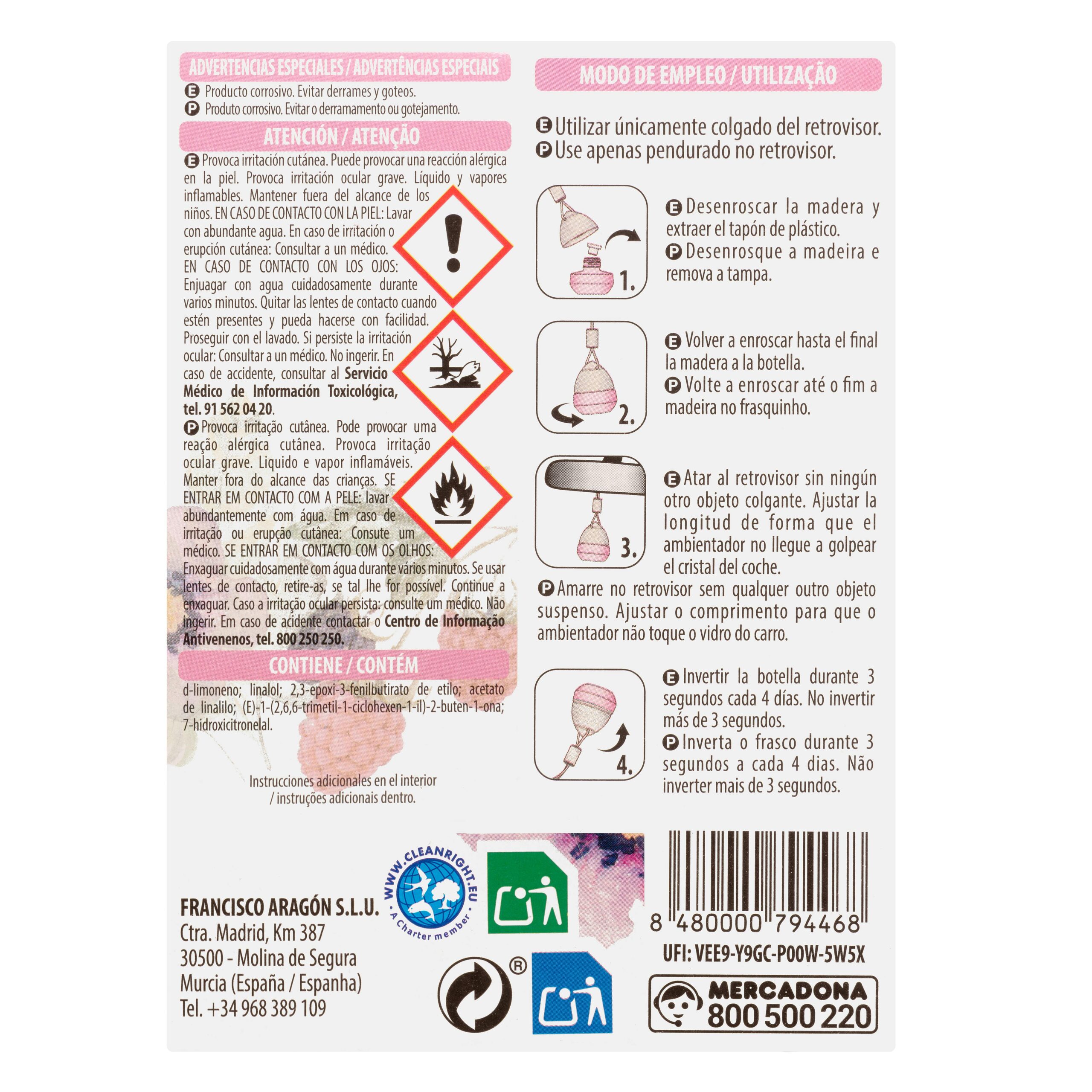 Etiqueta Ambientador coche Frutos Silvestres Bosque Verde