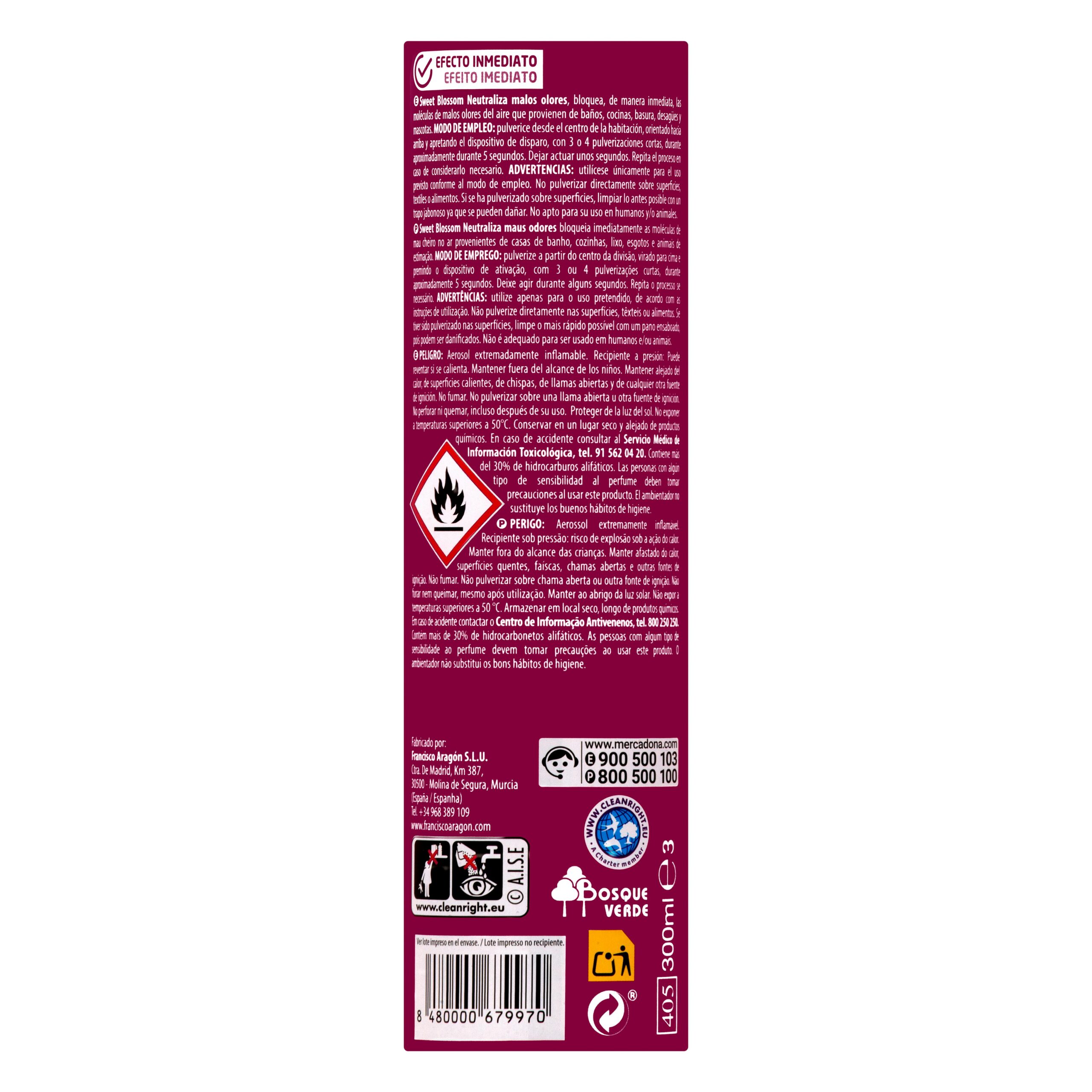 Etiqueta Ambientador spray Sweet Blossom Bosque Verde