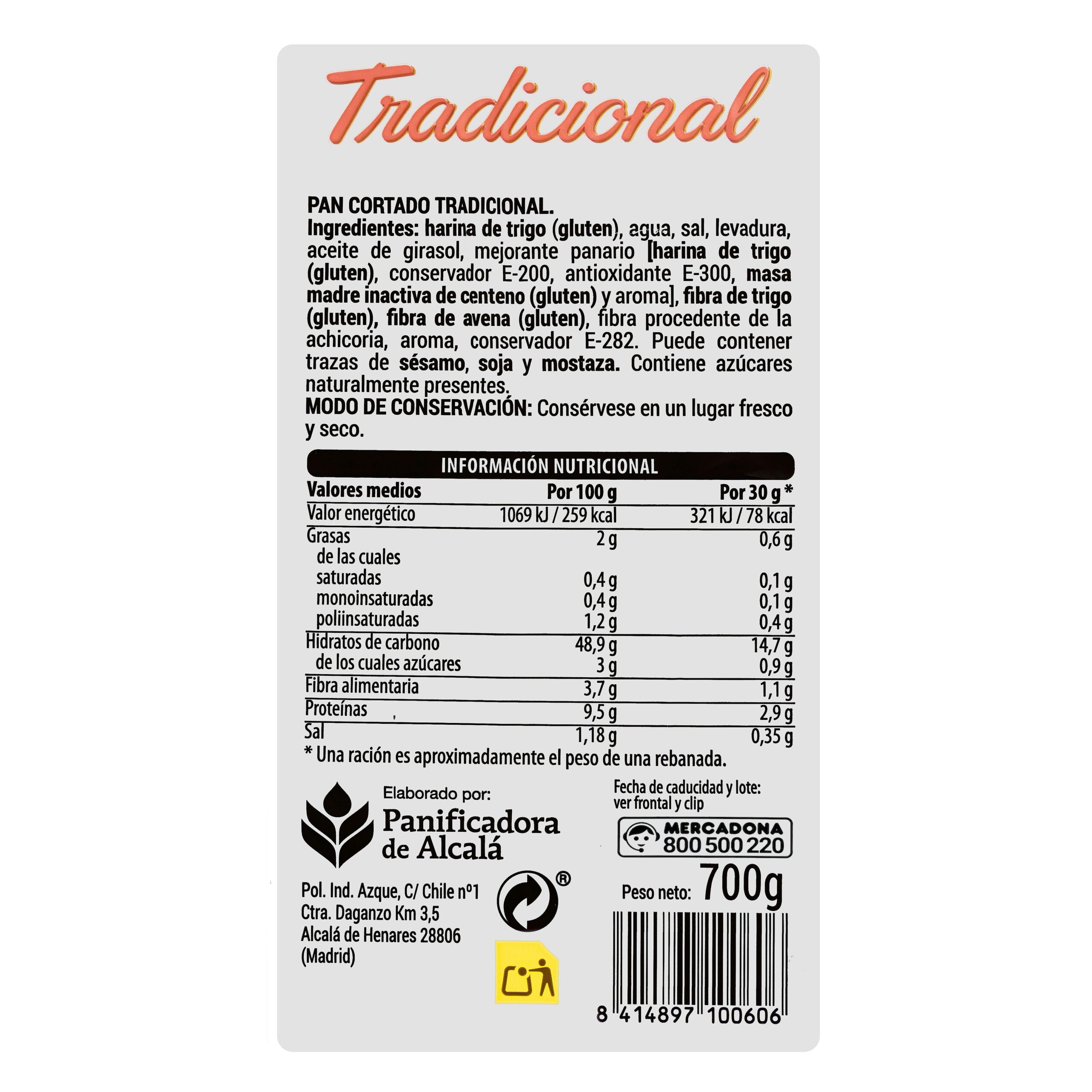 Etiqueta Barra de pan tradicional cortada