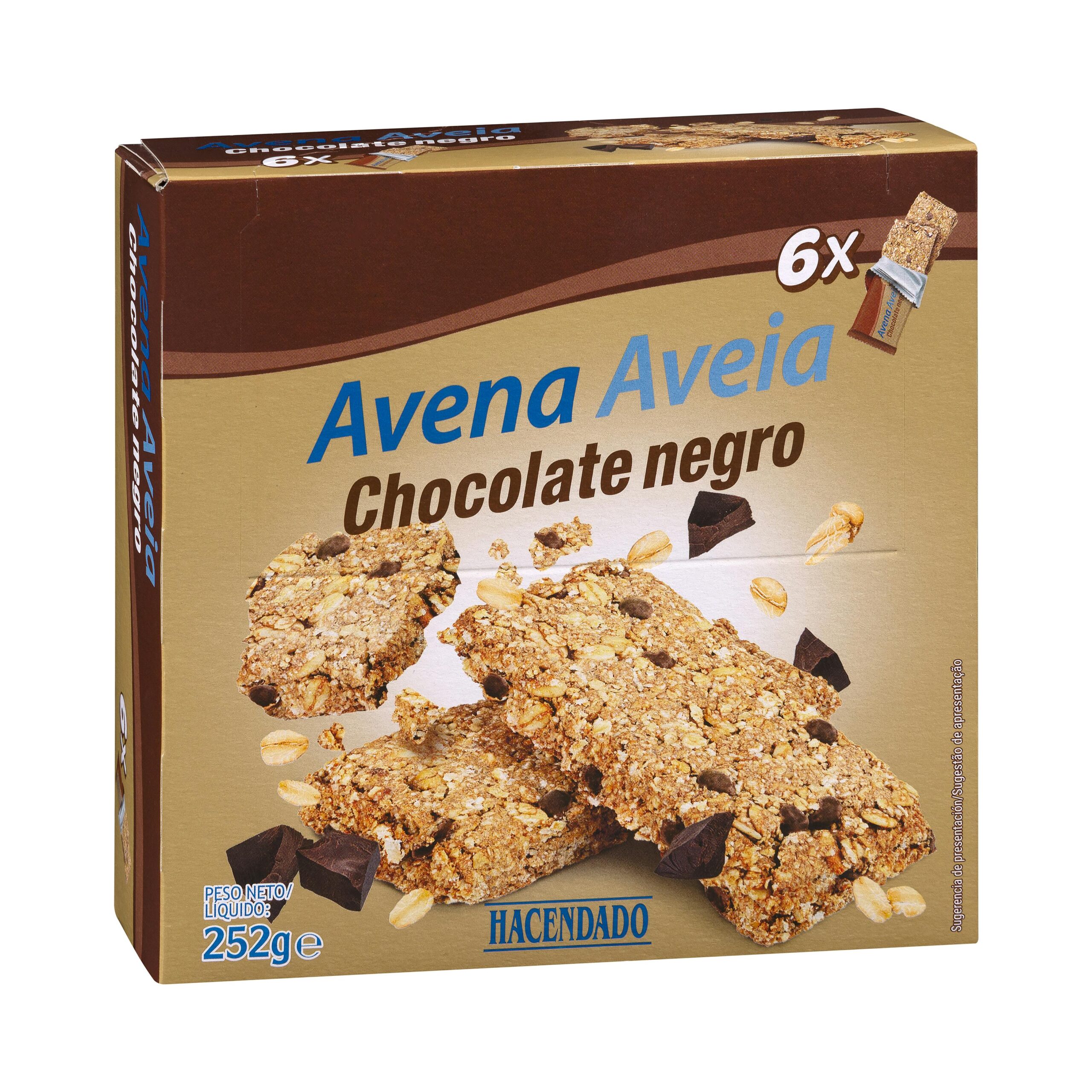 Barritas de avena Hacendado con chocolate negro Mercadona