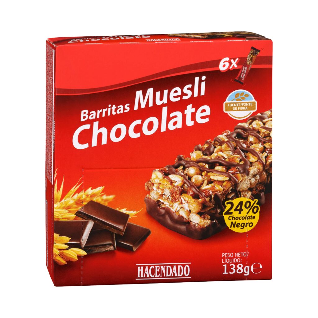 Barritas de cereales muesli Hacendado con chocolate
