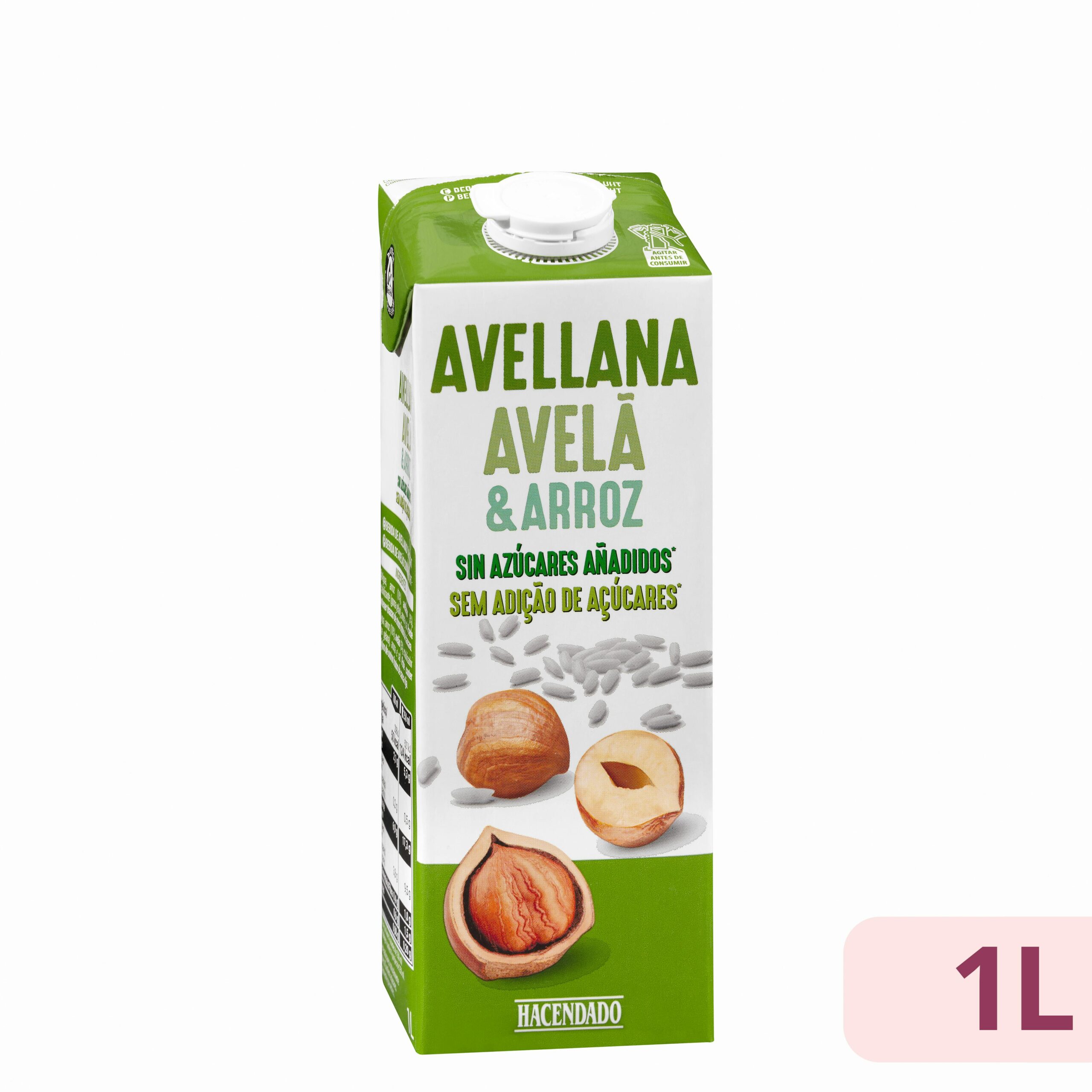 Bebida de avellana y arroz sin azúcares añadidos Hacendado Mercadona