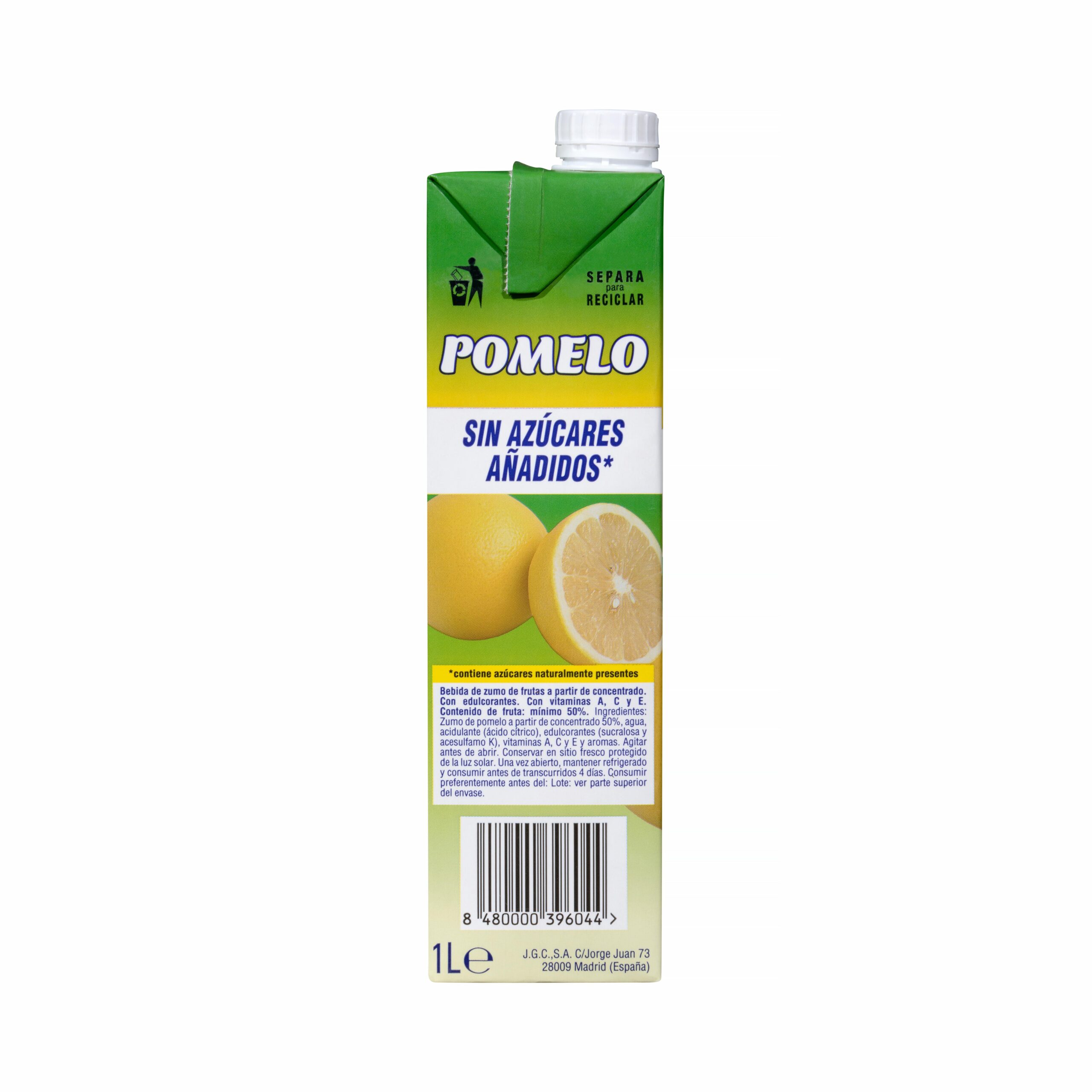 Etiqueta Bebida de pomelo Hacendado sin azúcares añadidos
