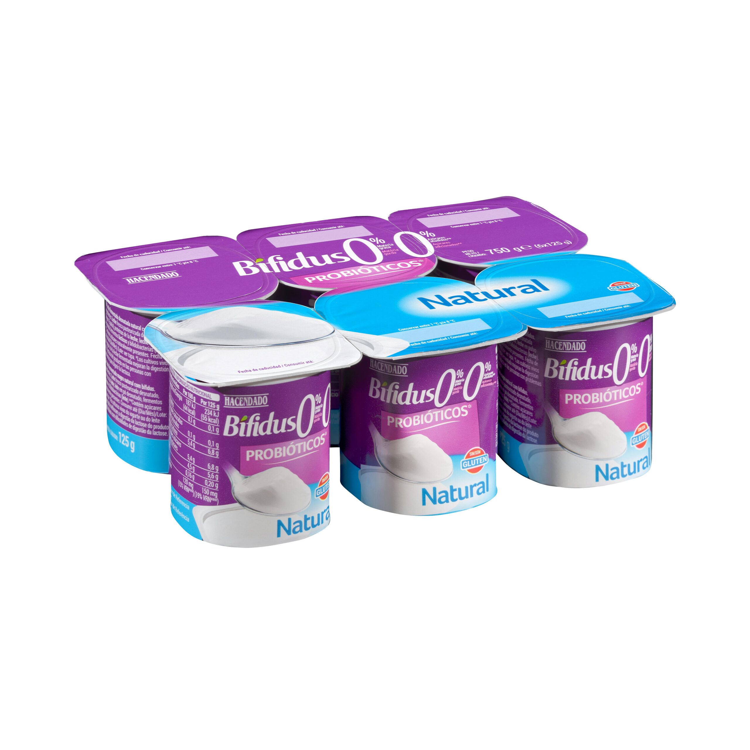 Bífidus desnatado natural Hacendado 0% m.g  0% sin azúcares añadidos Mercadona