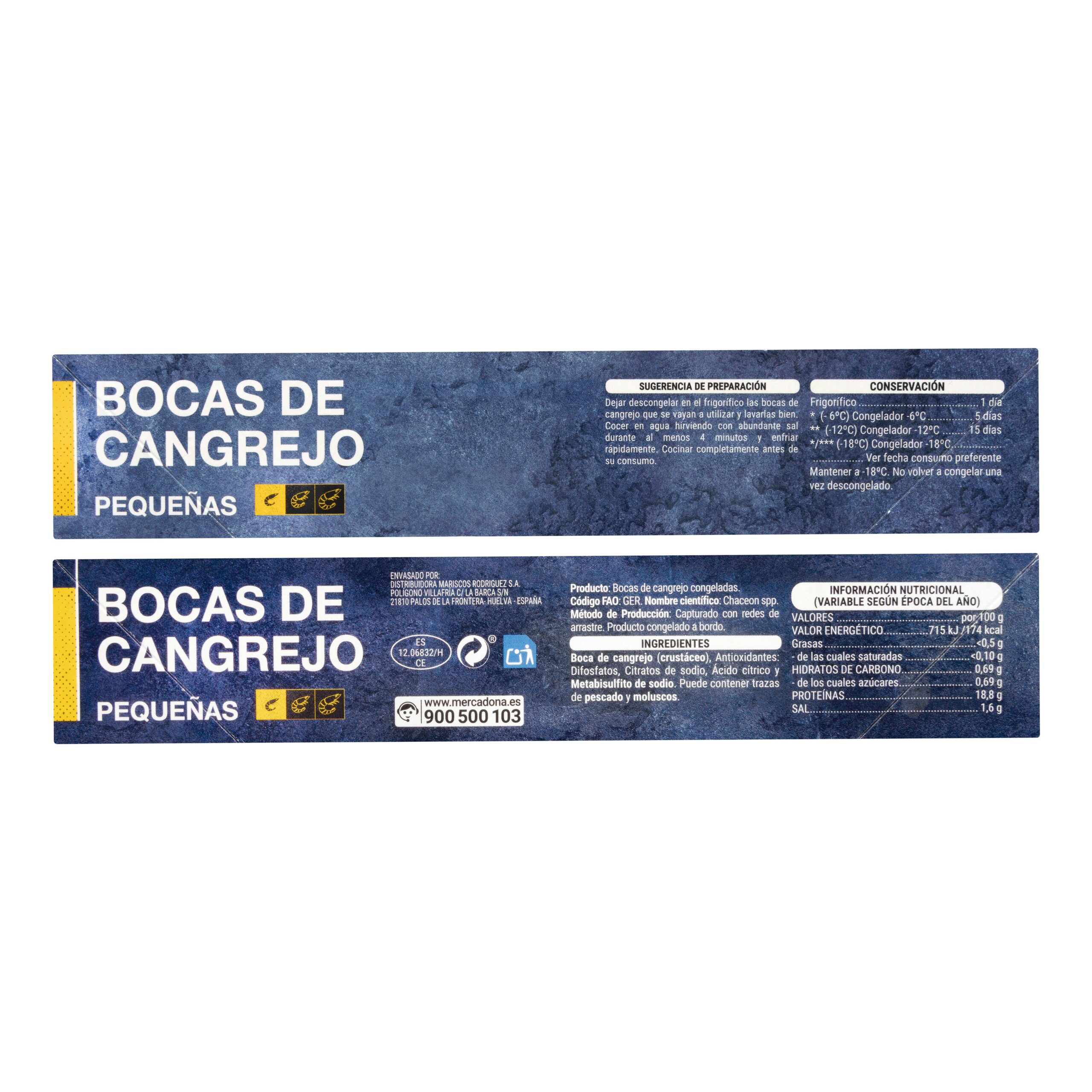 Etiqueta Bocas de cangrejo pequeñas congeladas