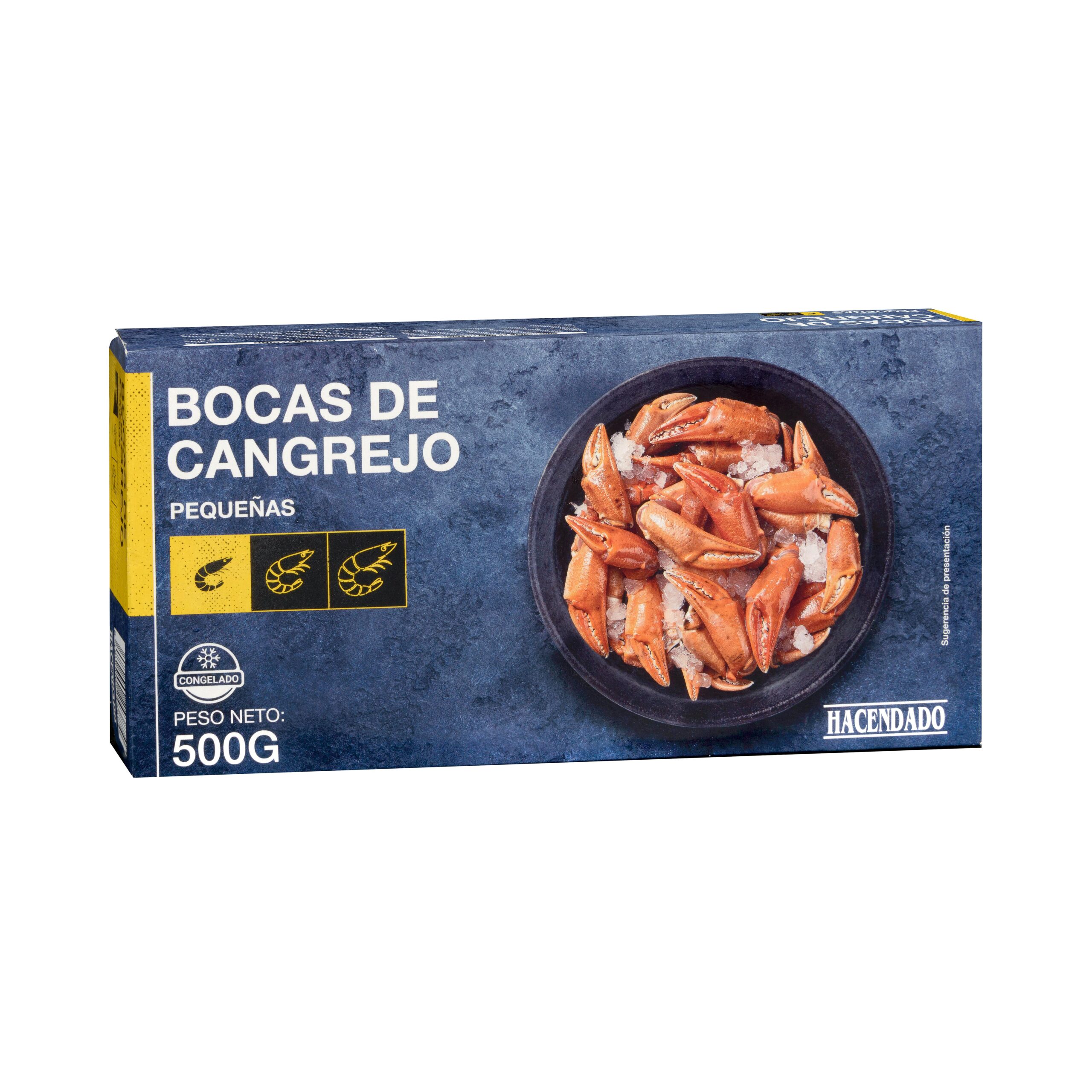 Bocas de cangrejo pequeñas Hacendado congeladas Mercadona
