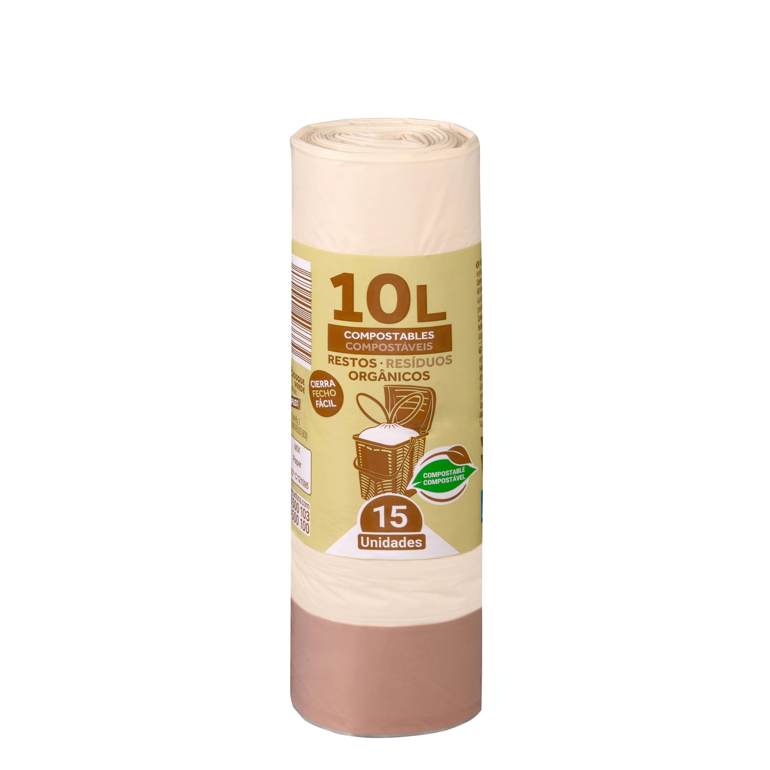 Bolsa de basura compostables Bosque Verde 10L cubo pequeño para restos orgánicos Mercadona