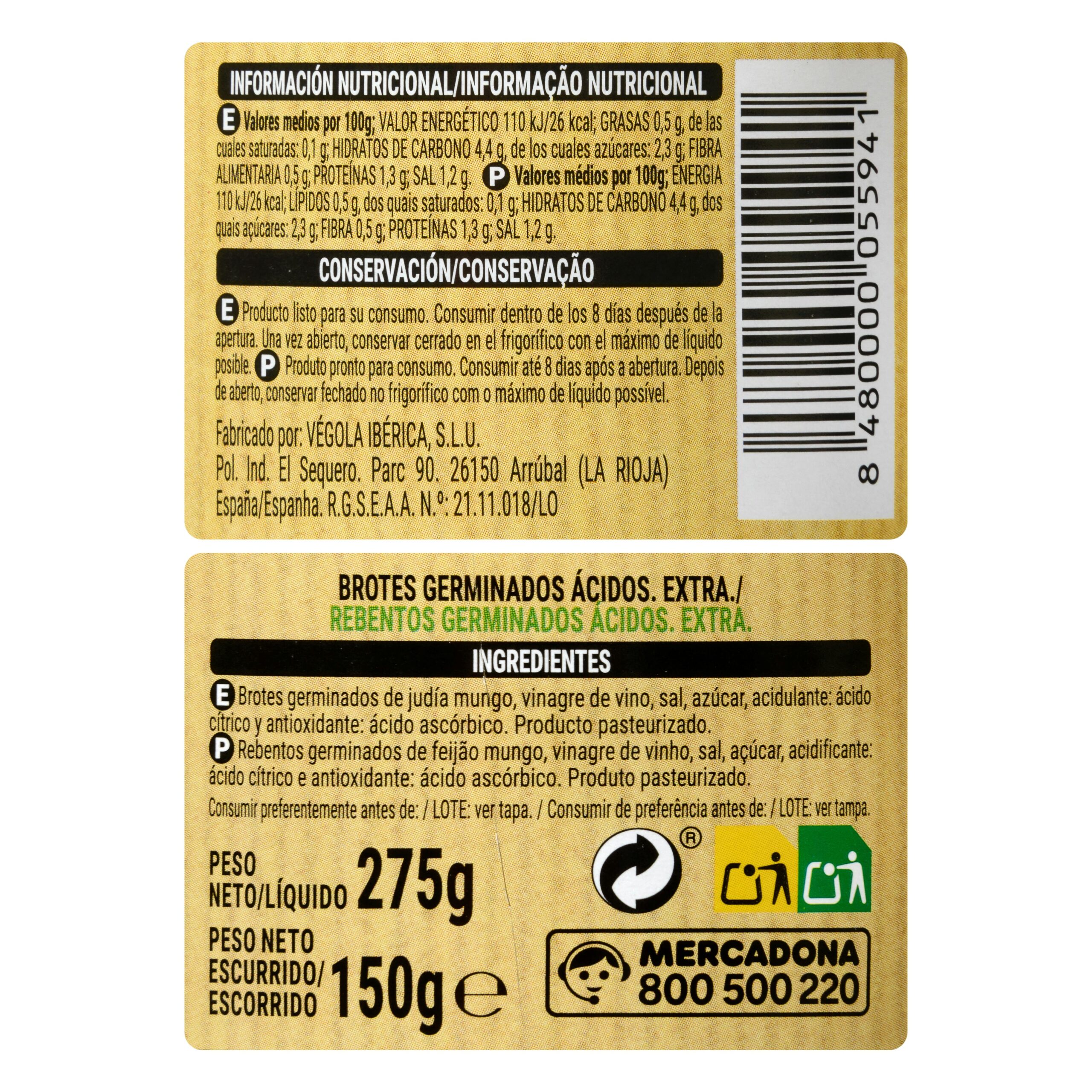 Etiqueta Brotes germinados Hacendado