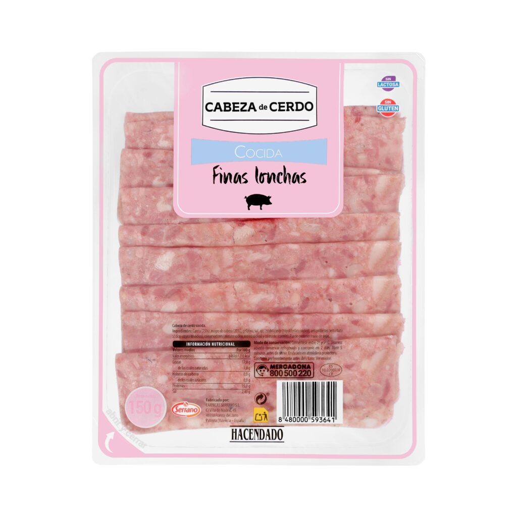 Cabeza de cerdo finas lonchas Hacendado