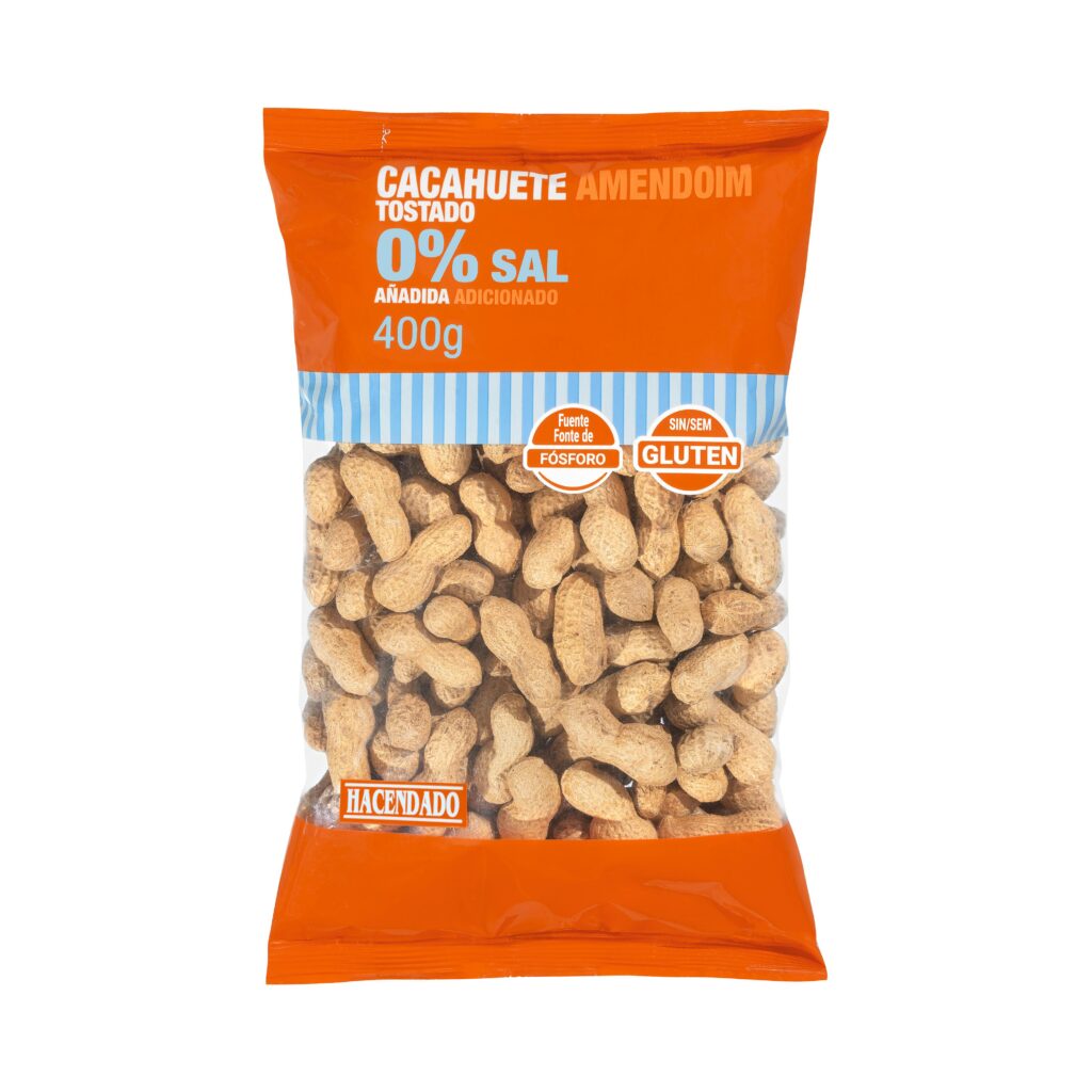 Cacahuete tostado Hacendado 0% sal añadida