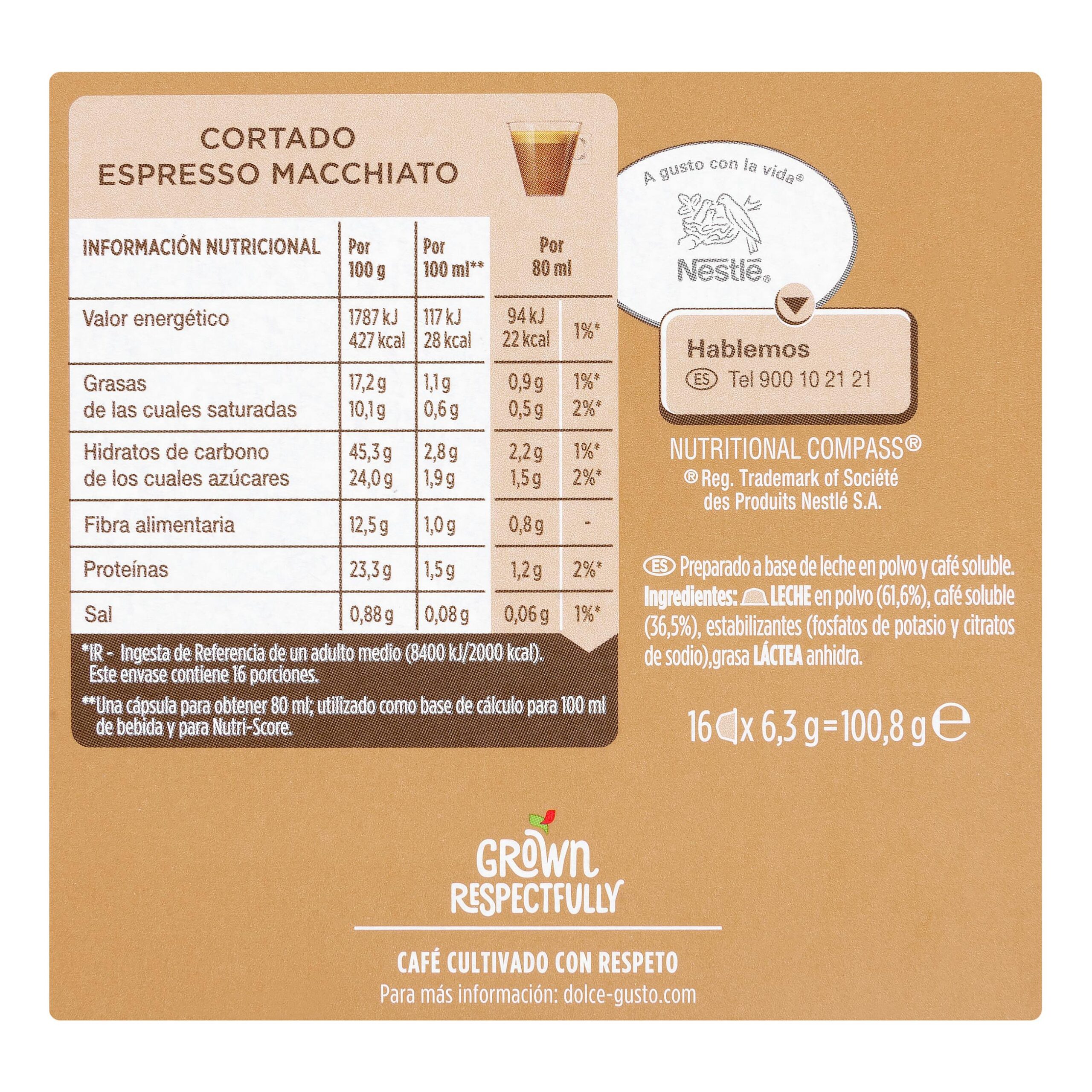 Etiqueta Café en cápsula cortado Dolce Gusto espresso macchiato