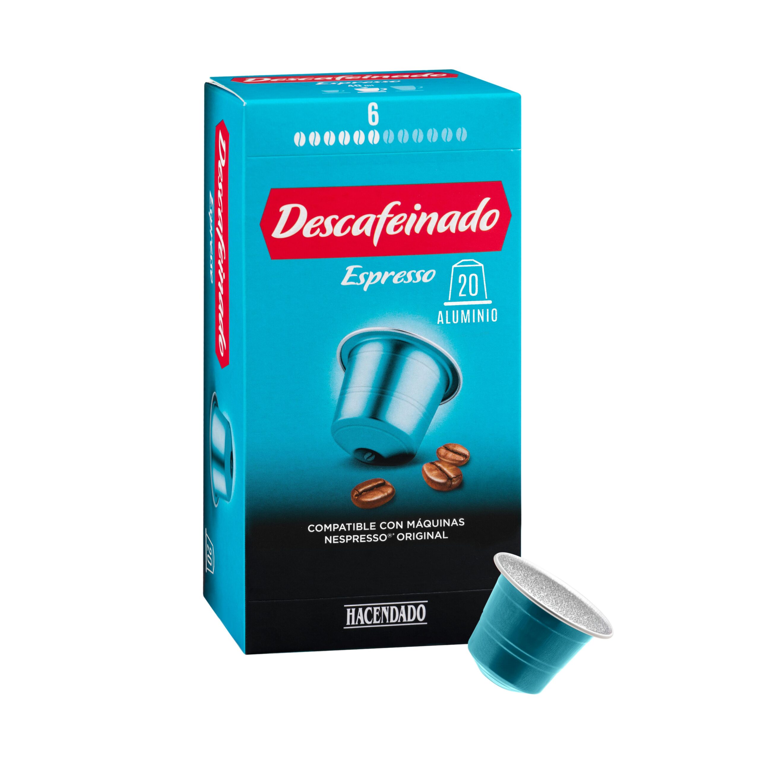 Café en cápsula descafeinado espresso Hacendado compatibles máquinas Nespresso Mercadona