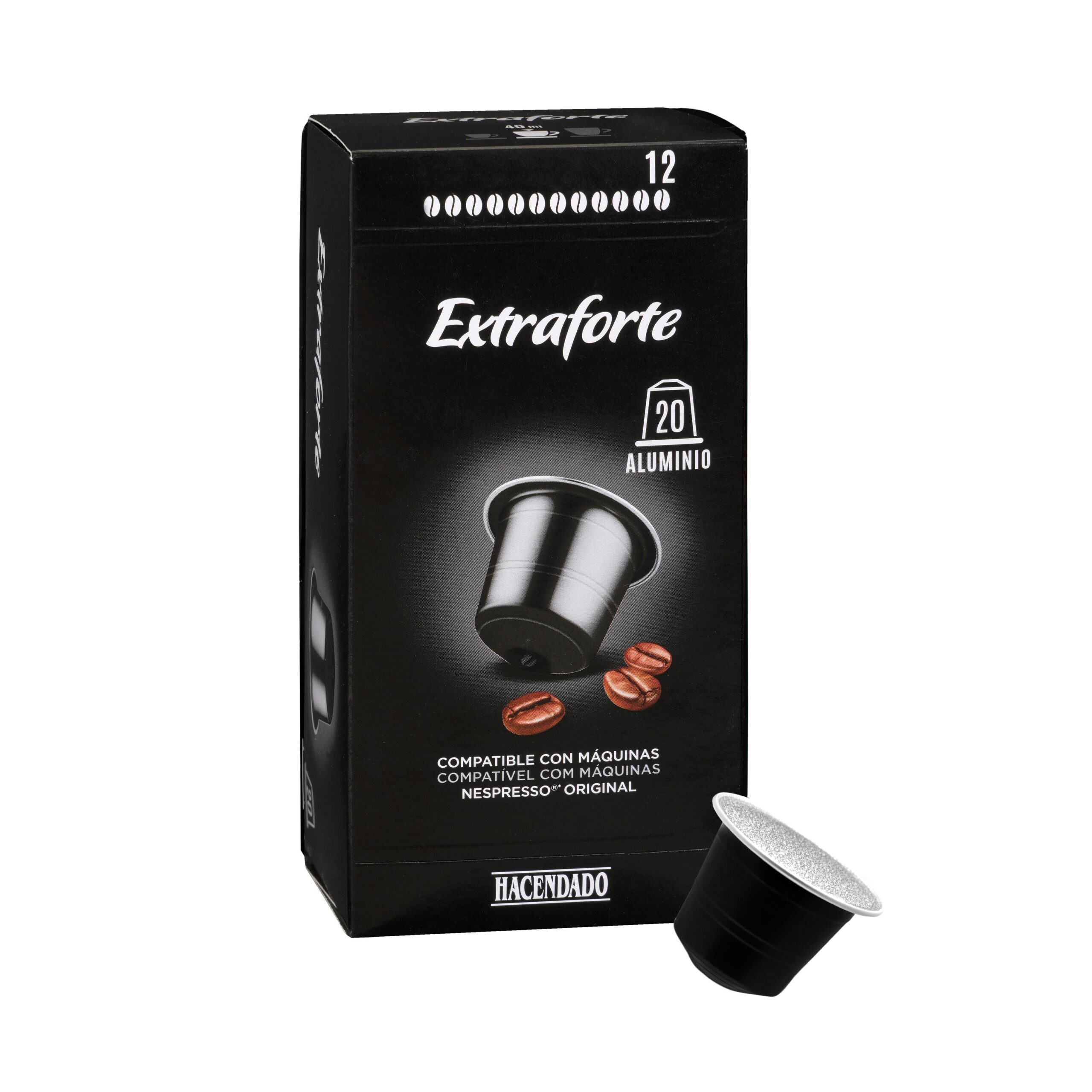 Café en cápsula extra fuerte Hacendado compatibles máquinas Nespresso Mercadona
