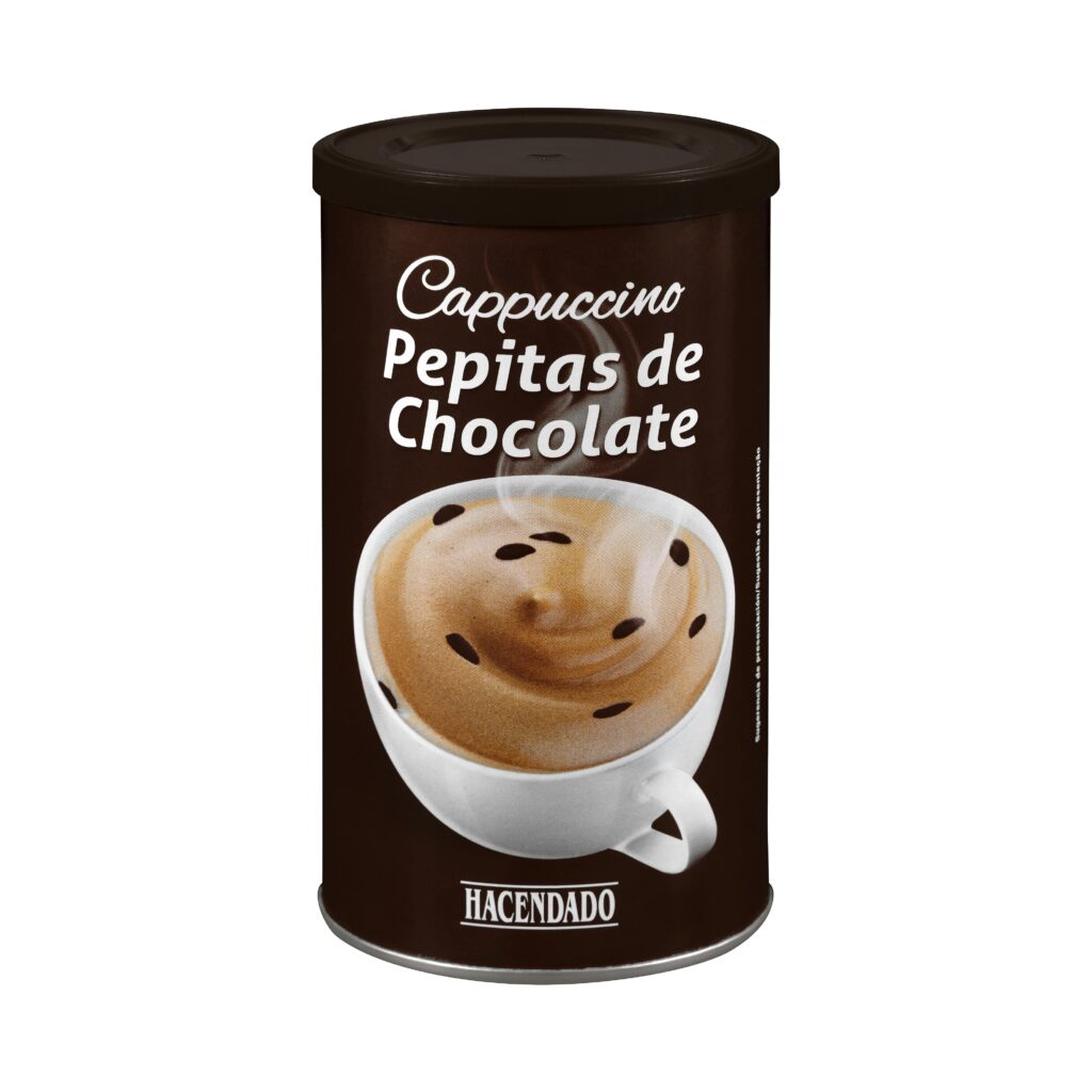 Café soluble cappuccino vienés Hacendado con pepitas de chocolate