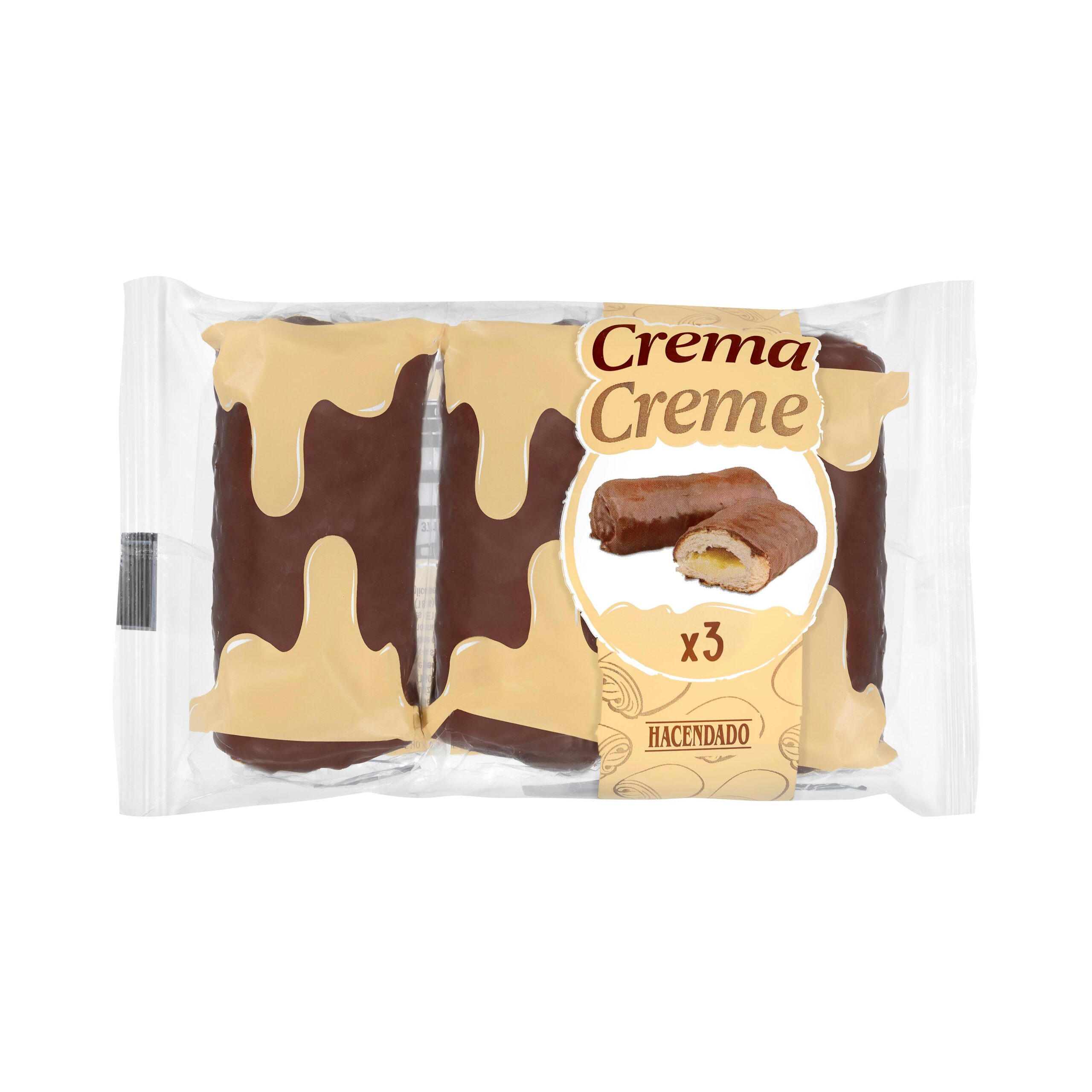 Caña de hojaldre rellena de crema sabor vainilla Hacendado con cobertura de cacao Mercadona