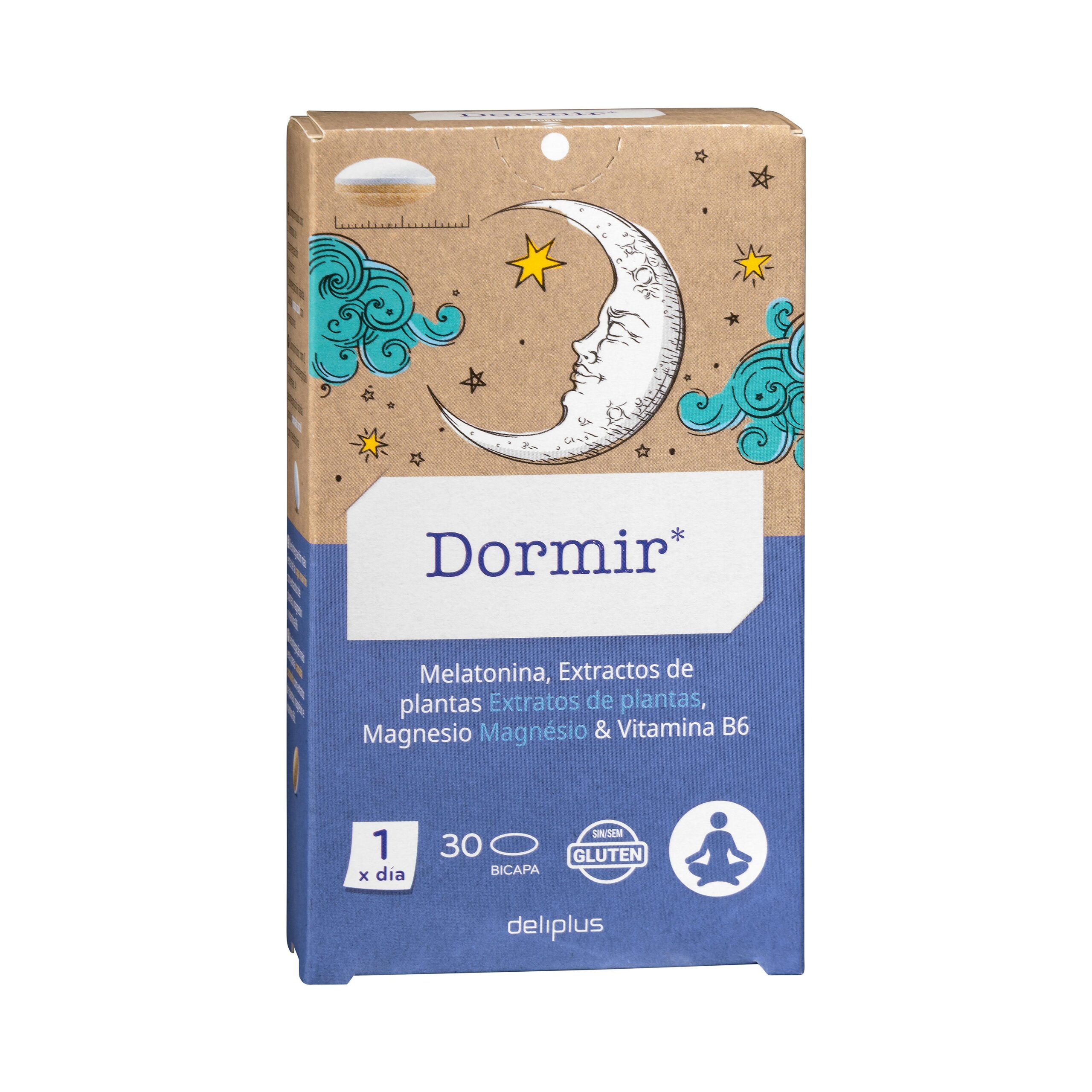 Cápsulas Dormir Deliplus contiene melatonina, extractos de plantas, magnesio y vitamina B6 Mercadona