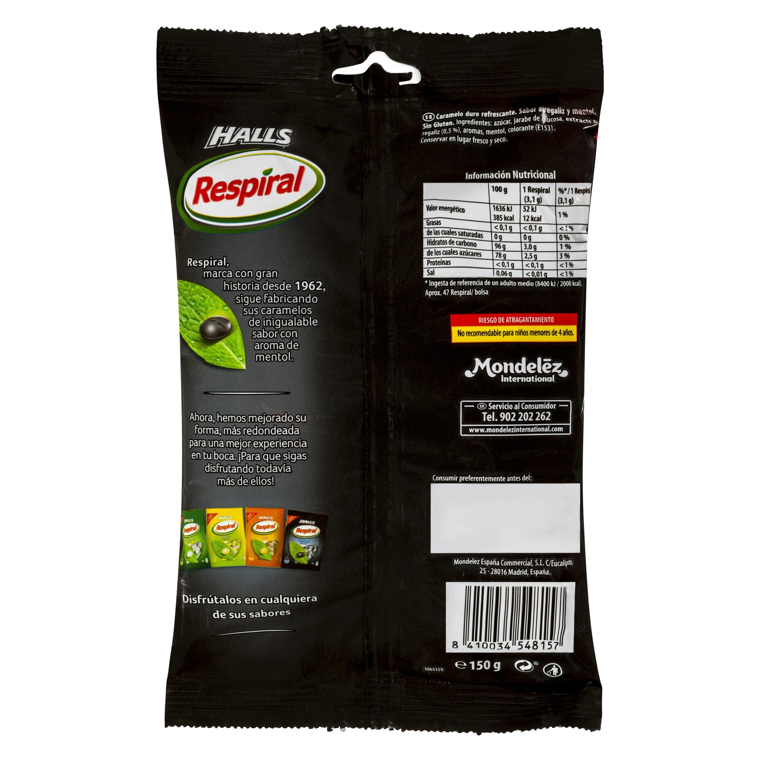 Etiqueta Caramelos regaliz mentol Respiral Halls