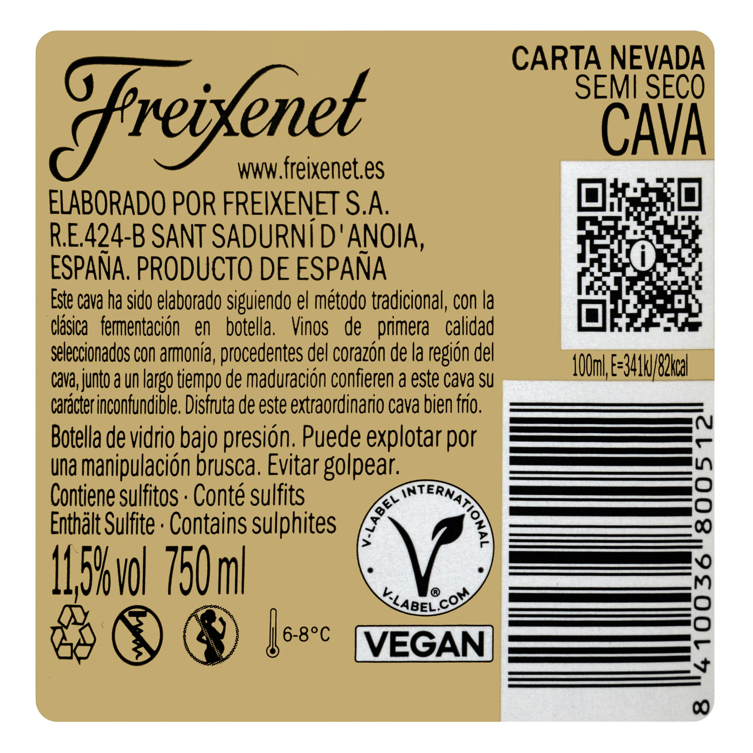 Etiqueta Cava semi seco Freixenet