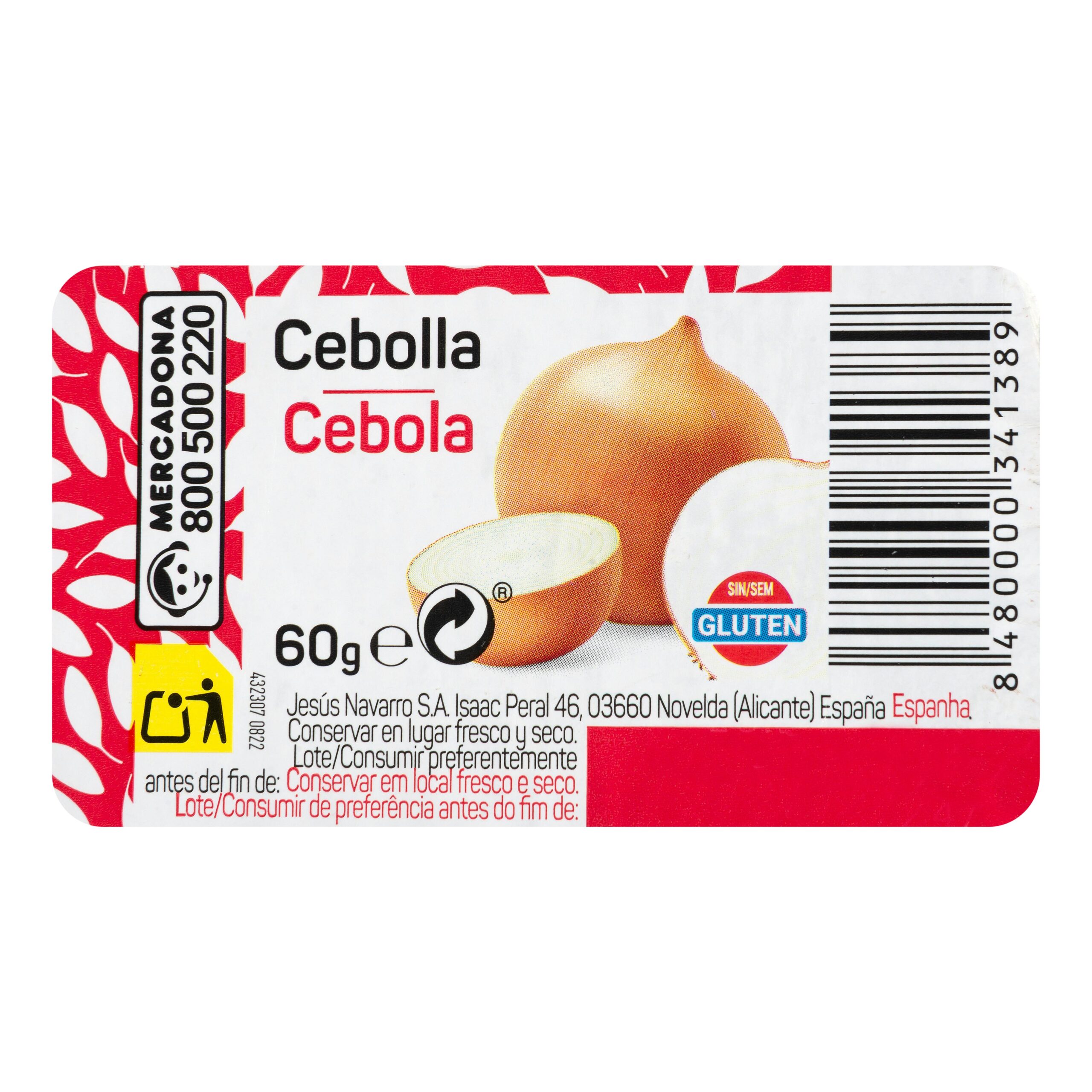 Etiqueta Cebolla en polvo Hacendado