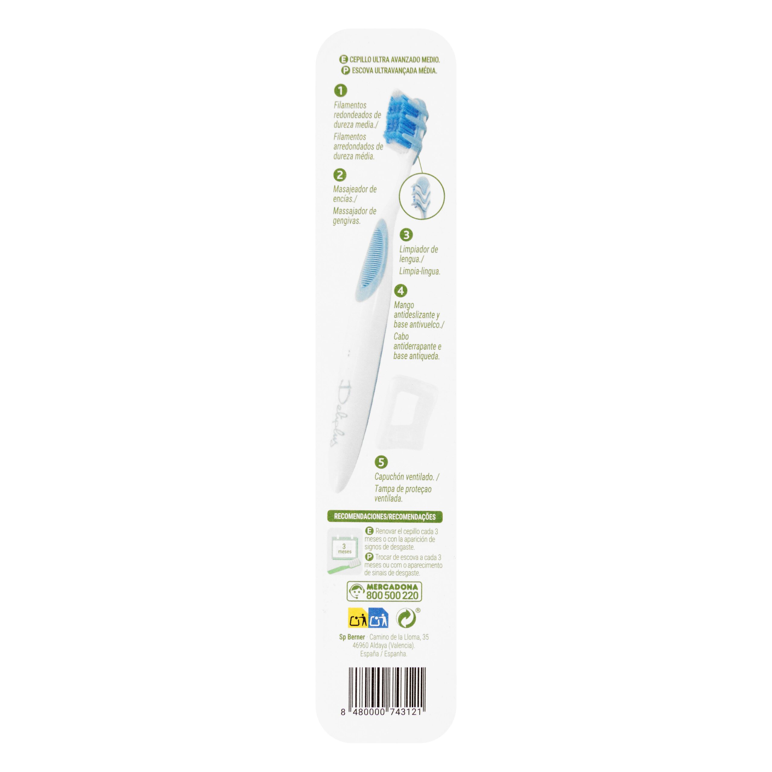 Etiqueta Cepillo dental Medio Ultra avanzado Deliplus