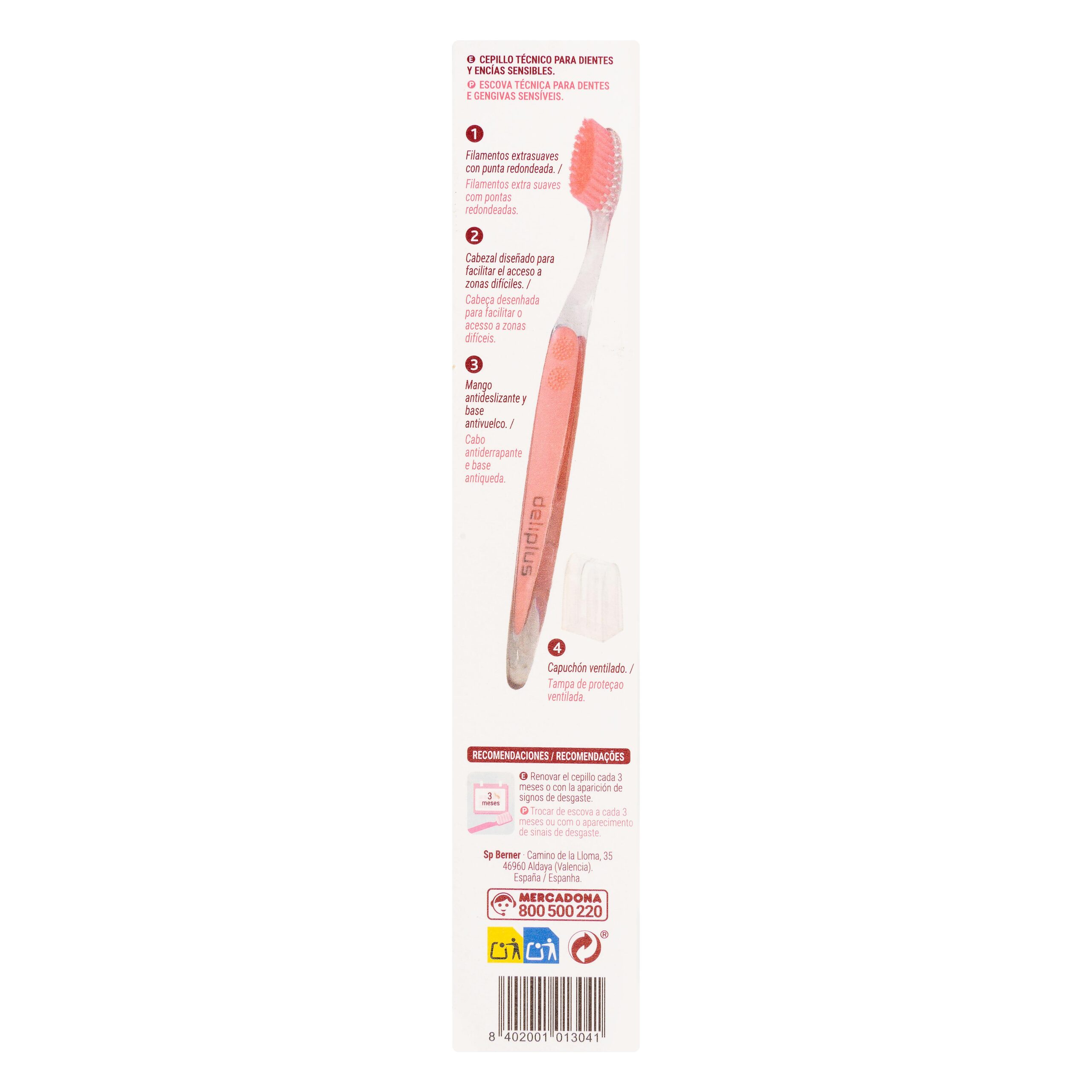 Etiqueta Cepillo dental Sensitive Deliplus encías y dientes sensibles