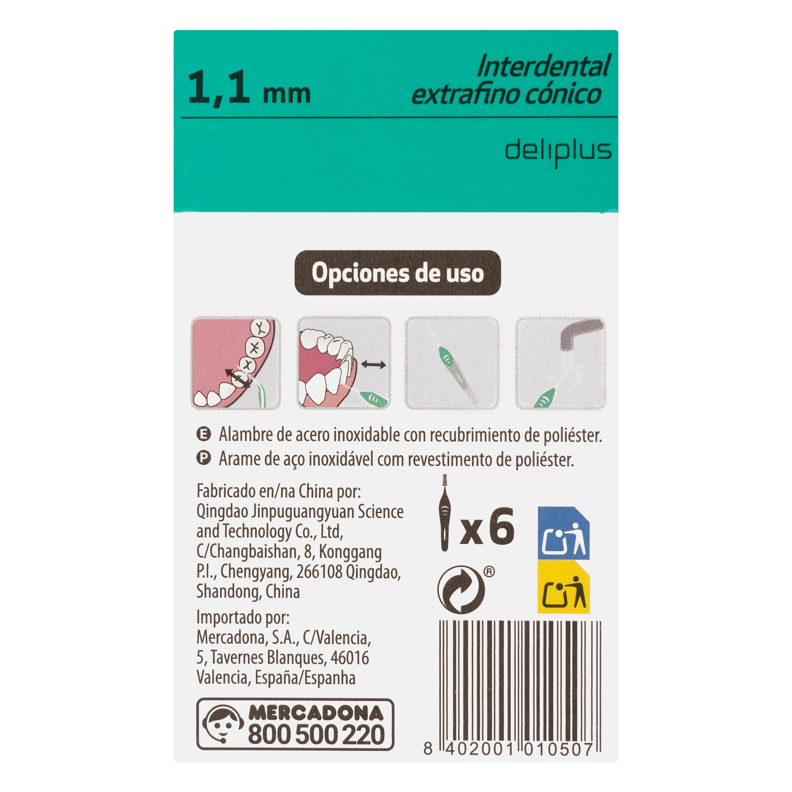 Etiqueta Cepillos interdentales Extrafinos cónicos Deliplus