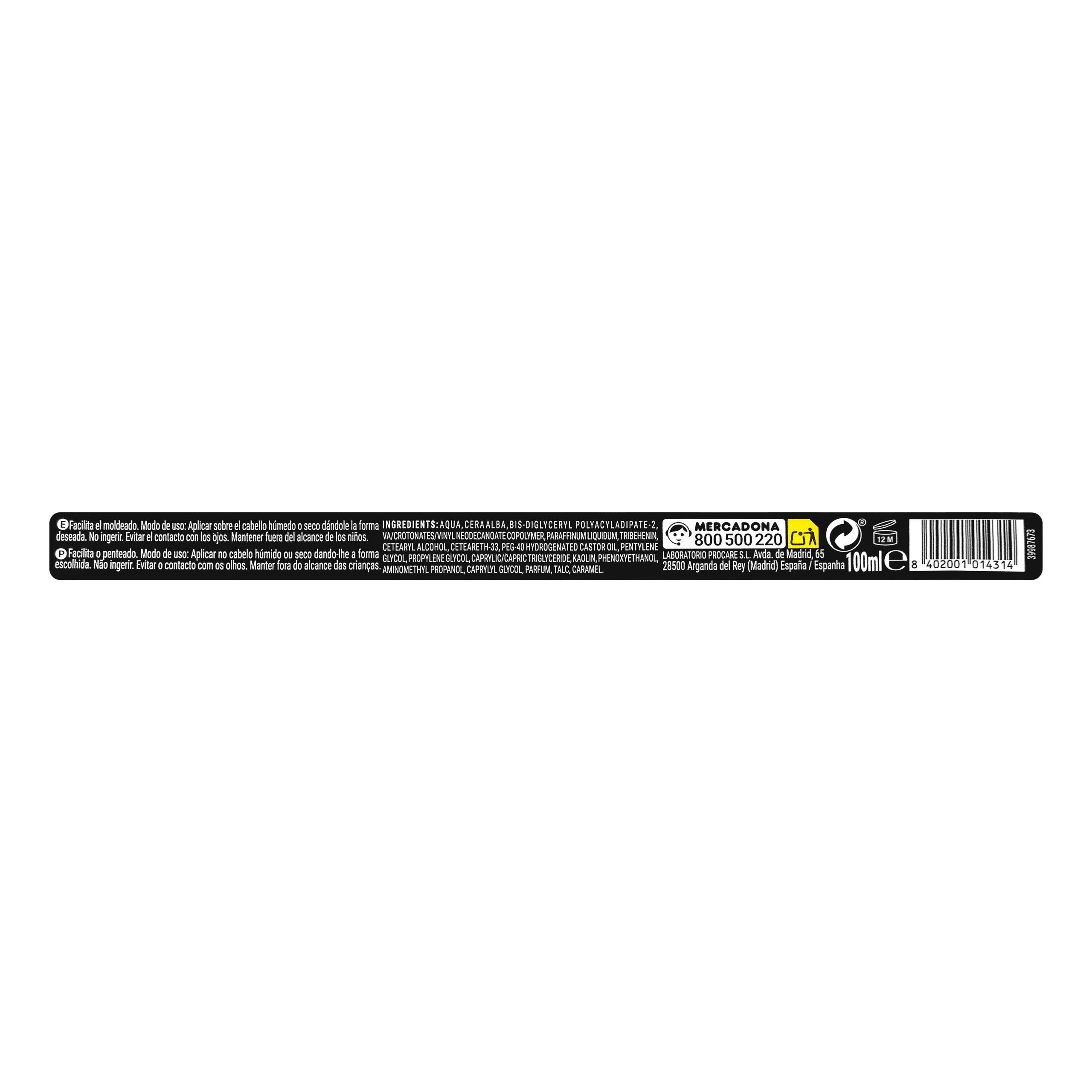 Etiqueta Cera cabello Mate Deliplus fijación 4 ProFix