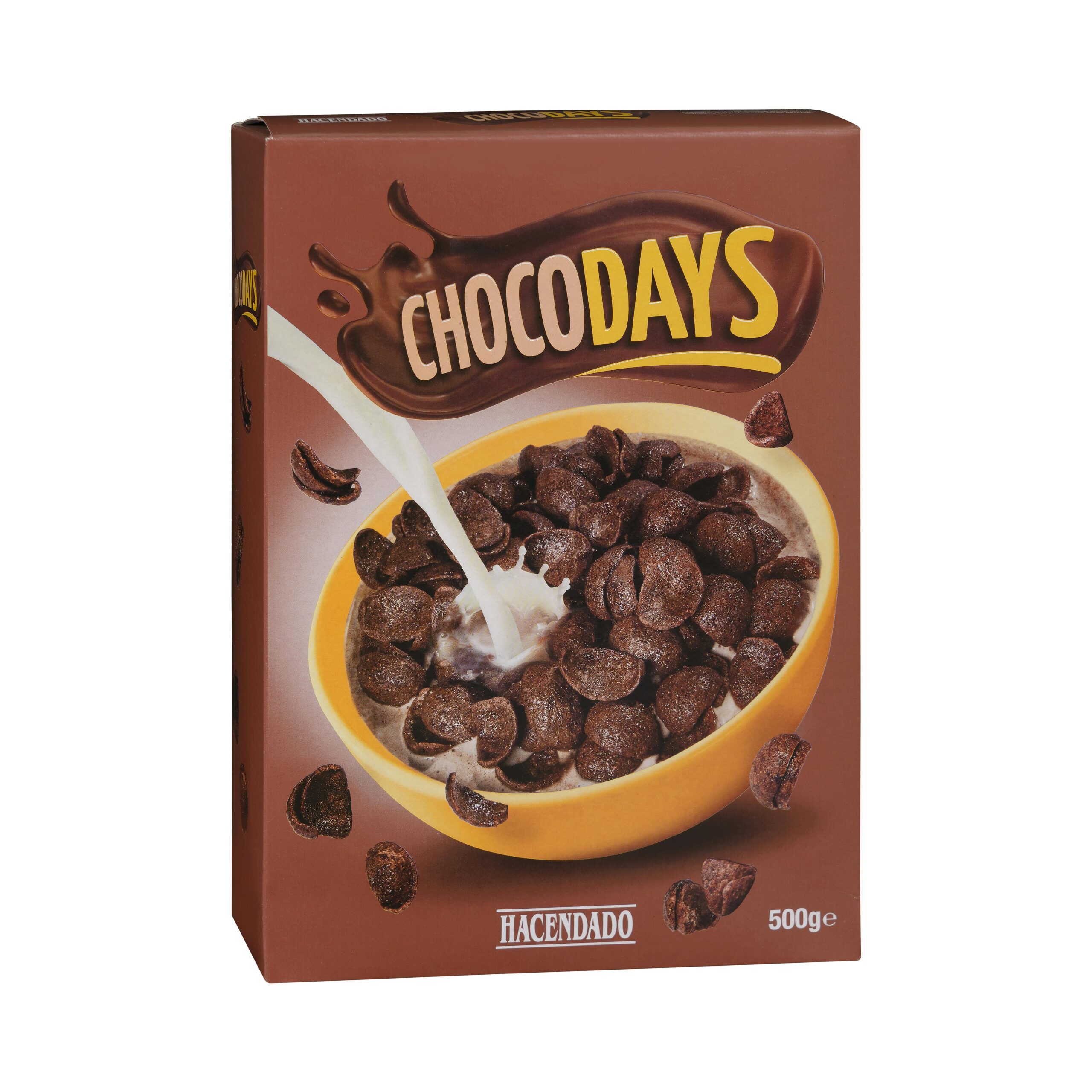 Cereales copos de trigo Chocodays Hacendado con chocolate Mercadona