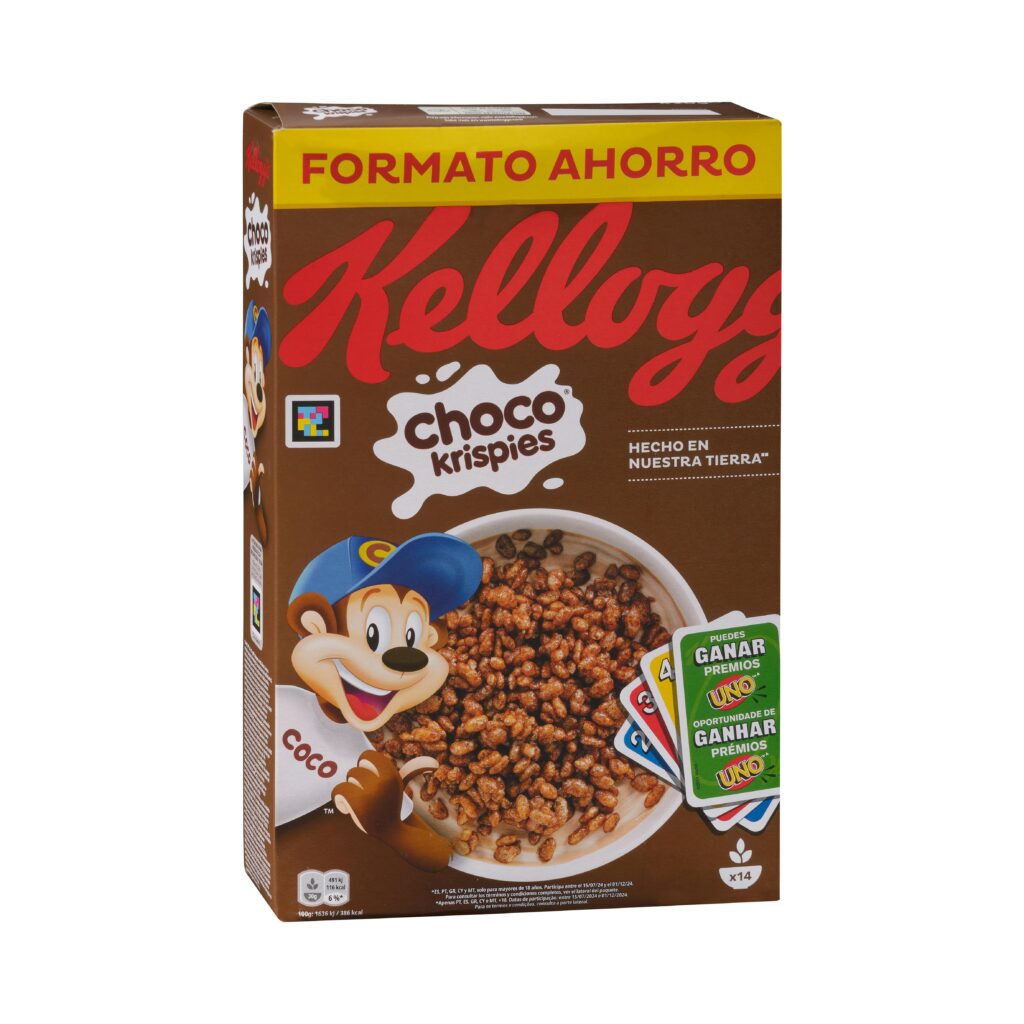 Cereales de arroz inflado Choco Krispies Kellogg's con chocolate