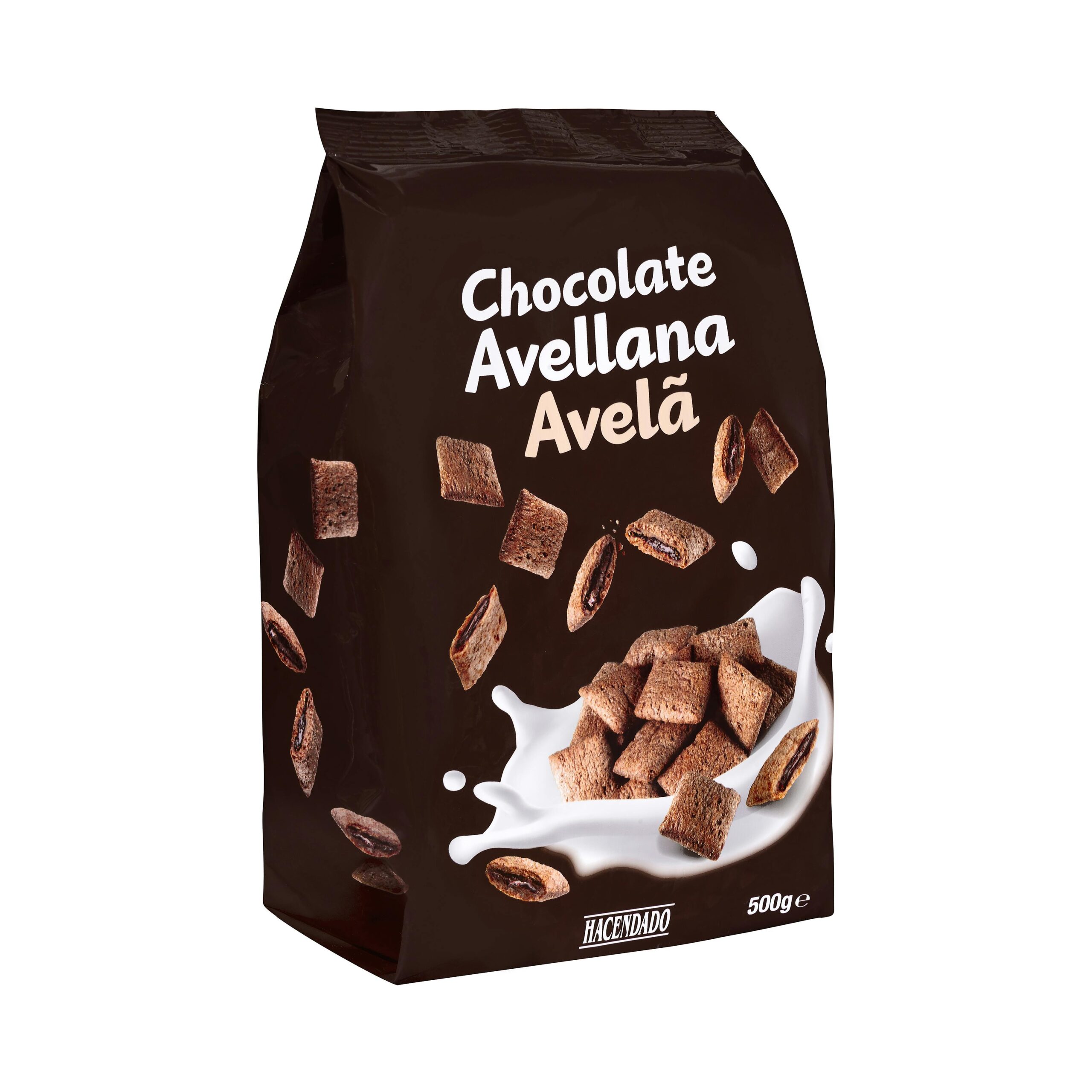 Cereales rellenos de chocolate y avellana Hacendado Mercadona