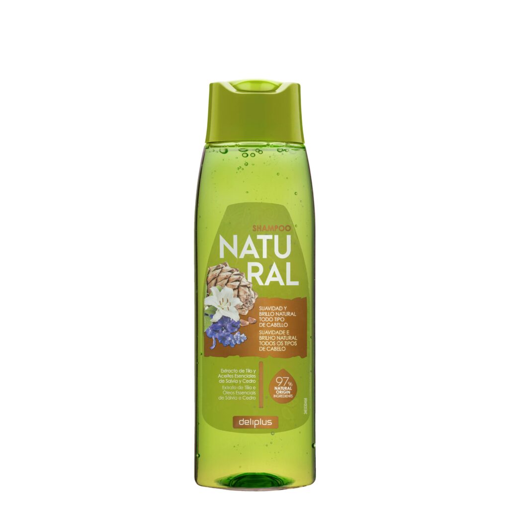 Champú Natural Deliplus todo tipo de cabello con extracto de tilo y aceites esenciales de salvia y cedro