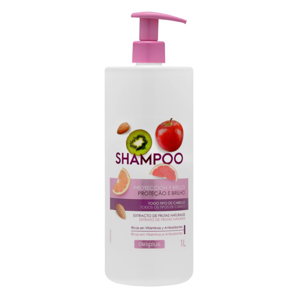 Champú protección y brillo Deliplus todo tipo de cabello con extracto de frutas naturales