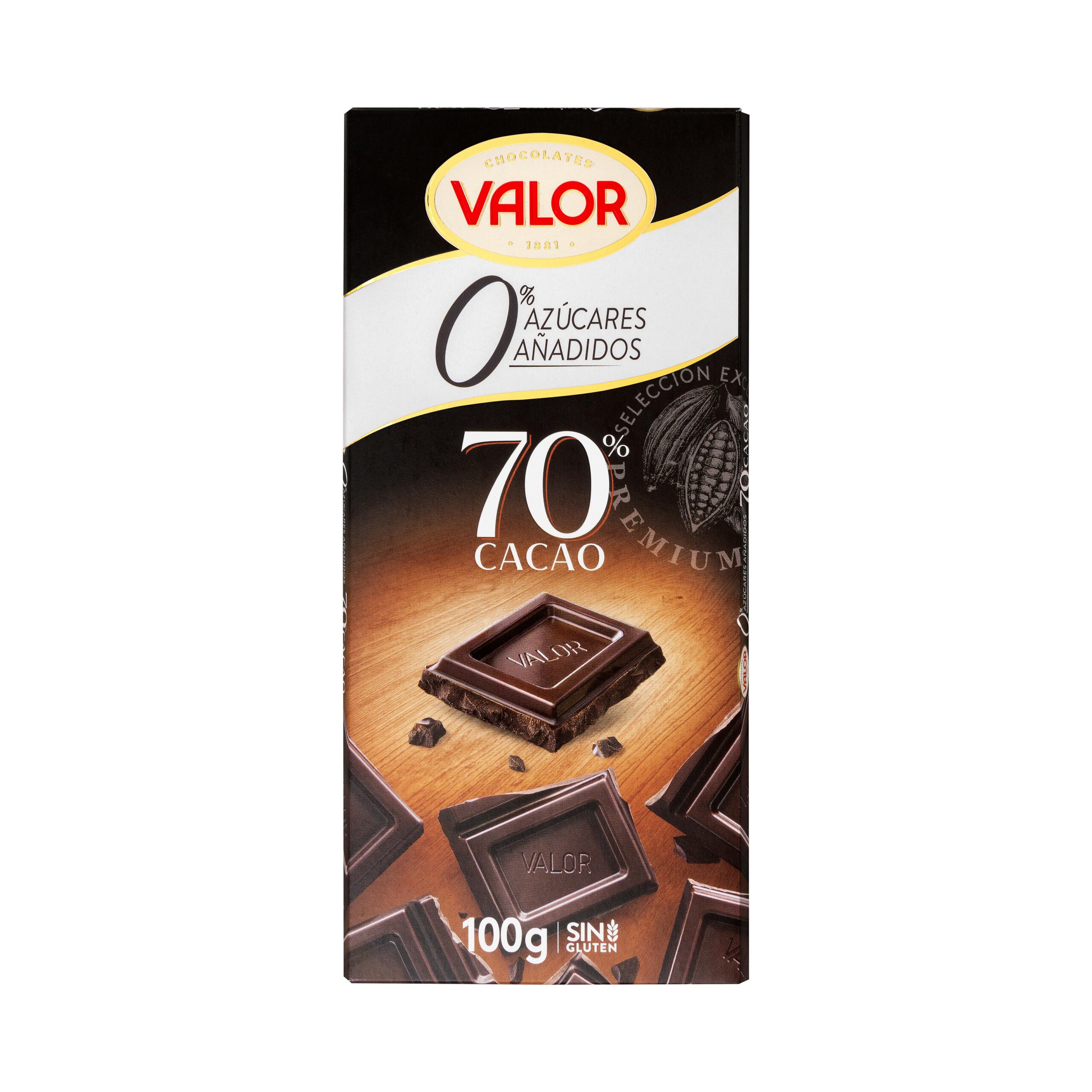 Chocolate 70% negro Valor 0% azúcares añadidos Mercadona
