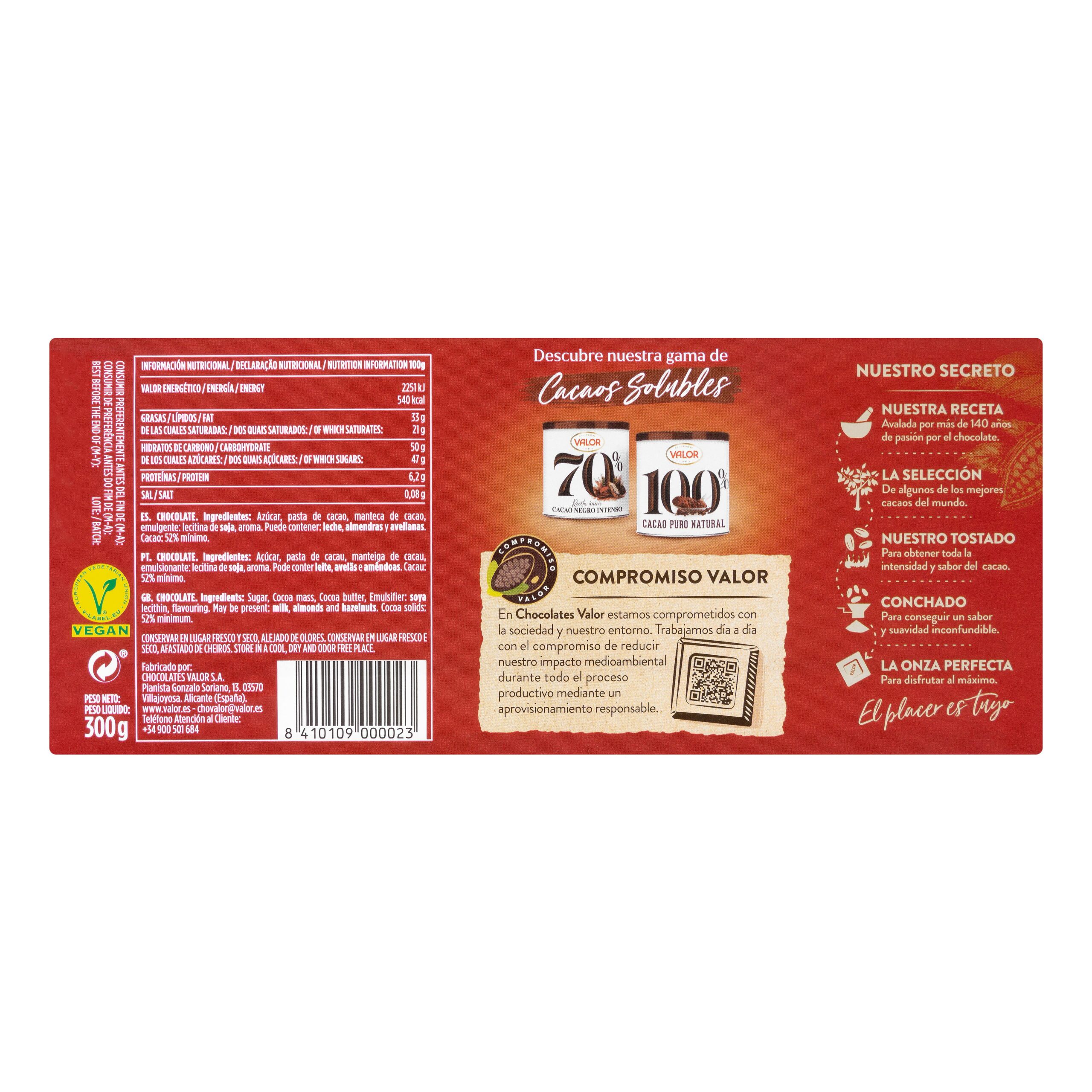 Etiqueta Chocolate puro Valor