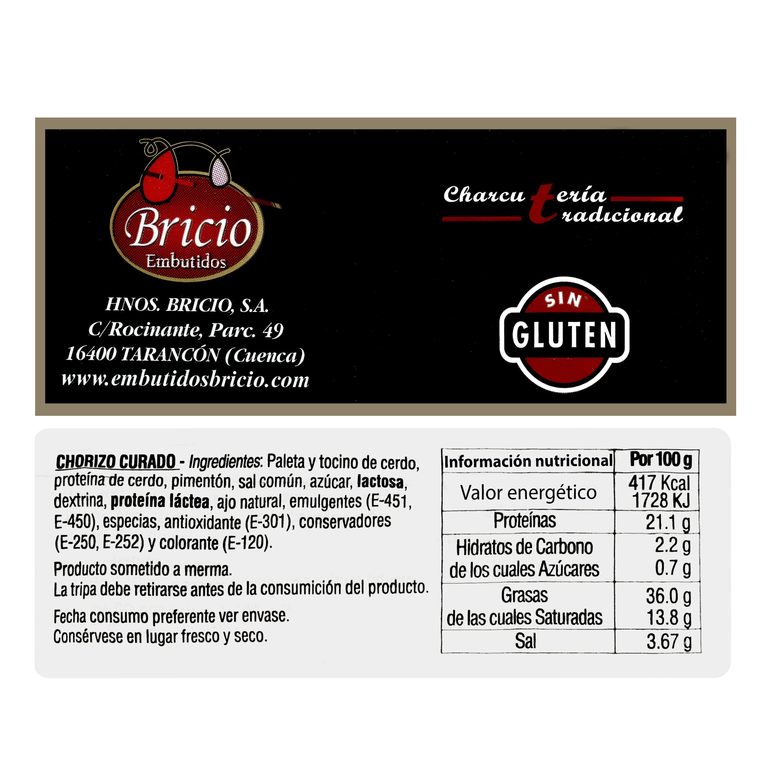 Etiqueta Chorizo de Tarancón Bricio