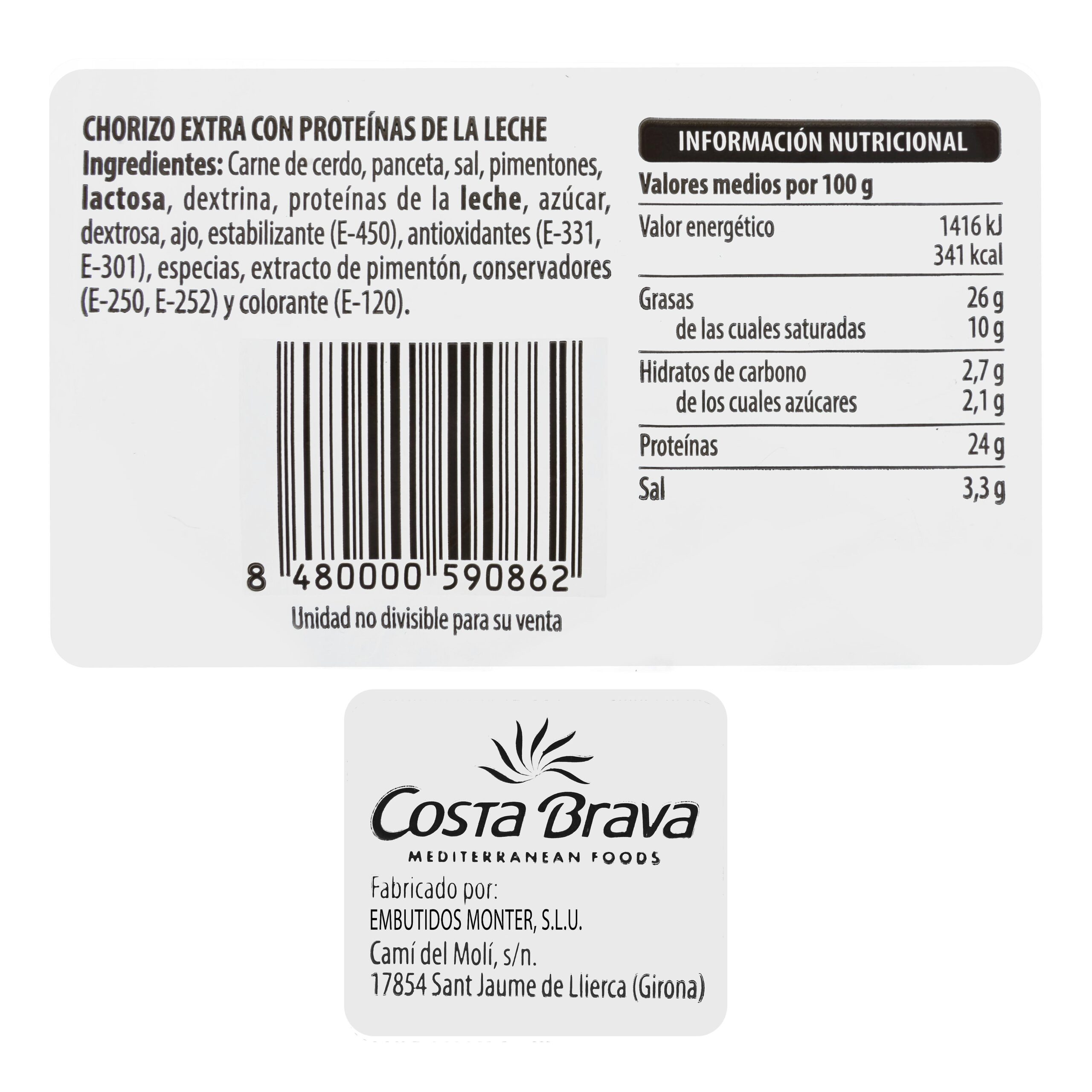 Etiqueta Chorizo extra Hacendado lonchas