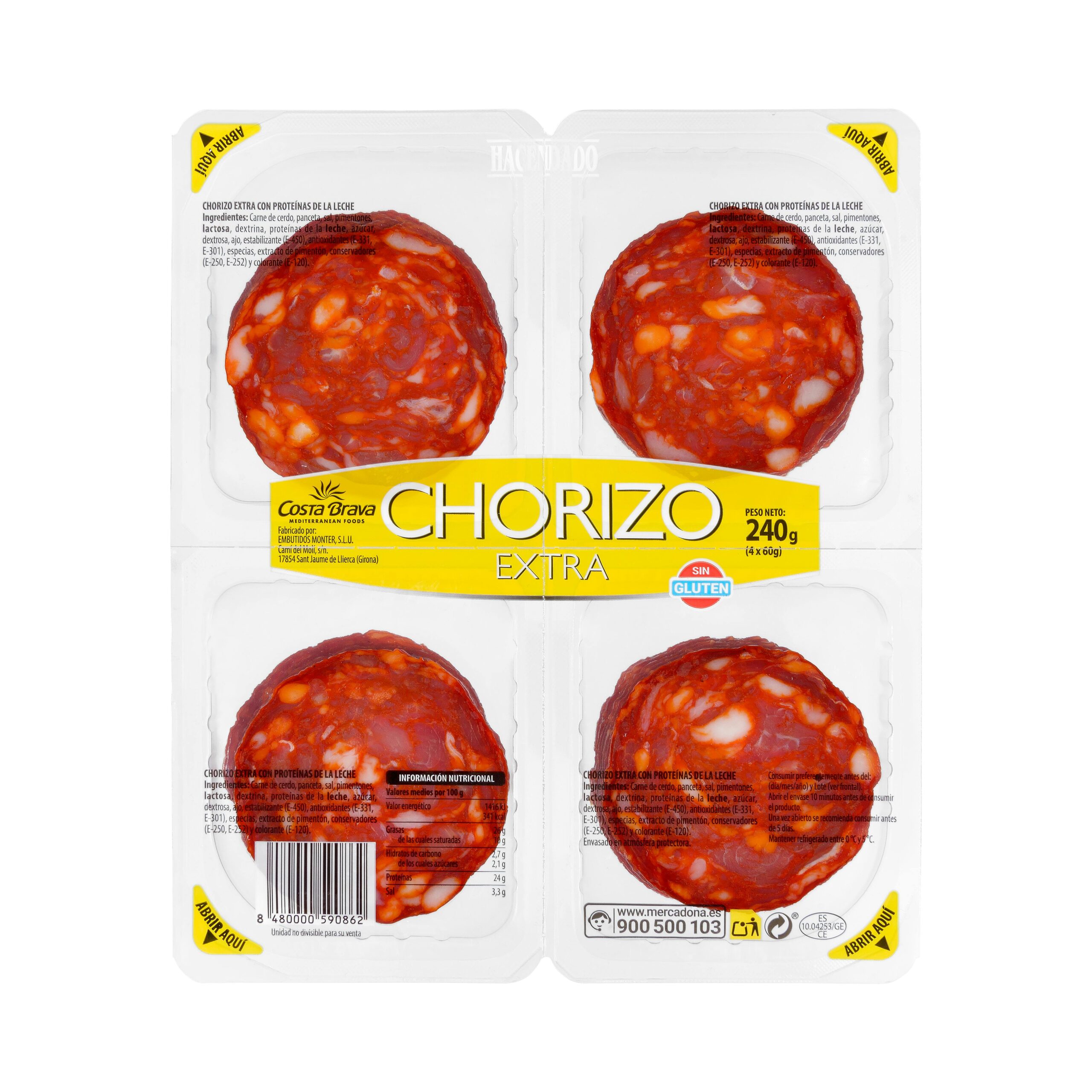 Chorizo extra Hacendado lonchas Mercadona