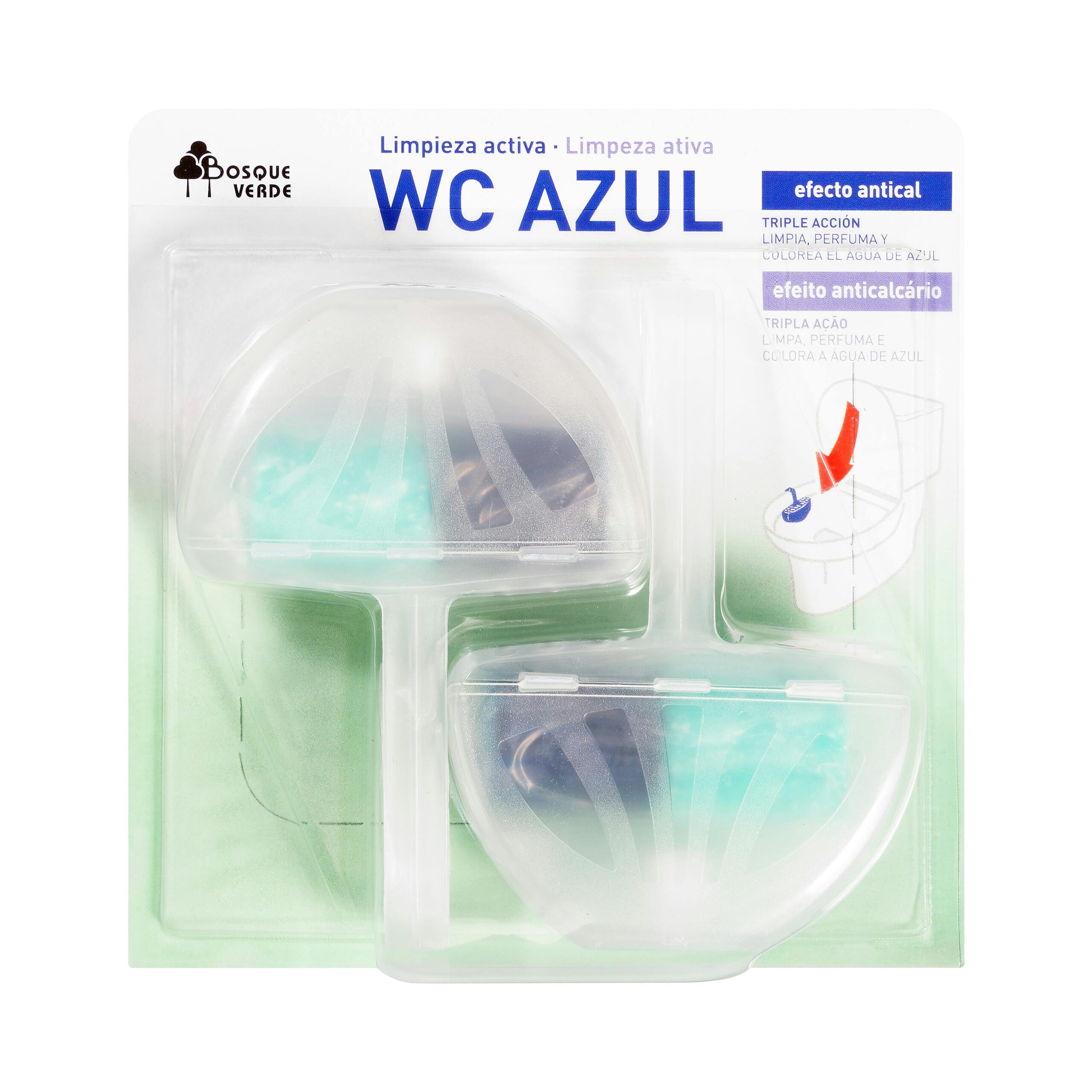 Colgador WC Azul limpieza activa Bosque Verde triple acción Mercadona